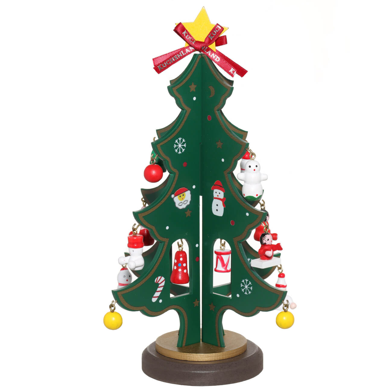 

Статуэтка, 22 см, с подвесками, МДФ, зеленая, Ель на подставке, Christmas