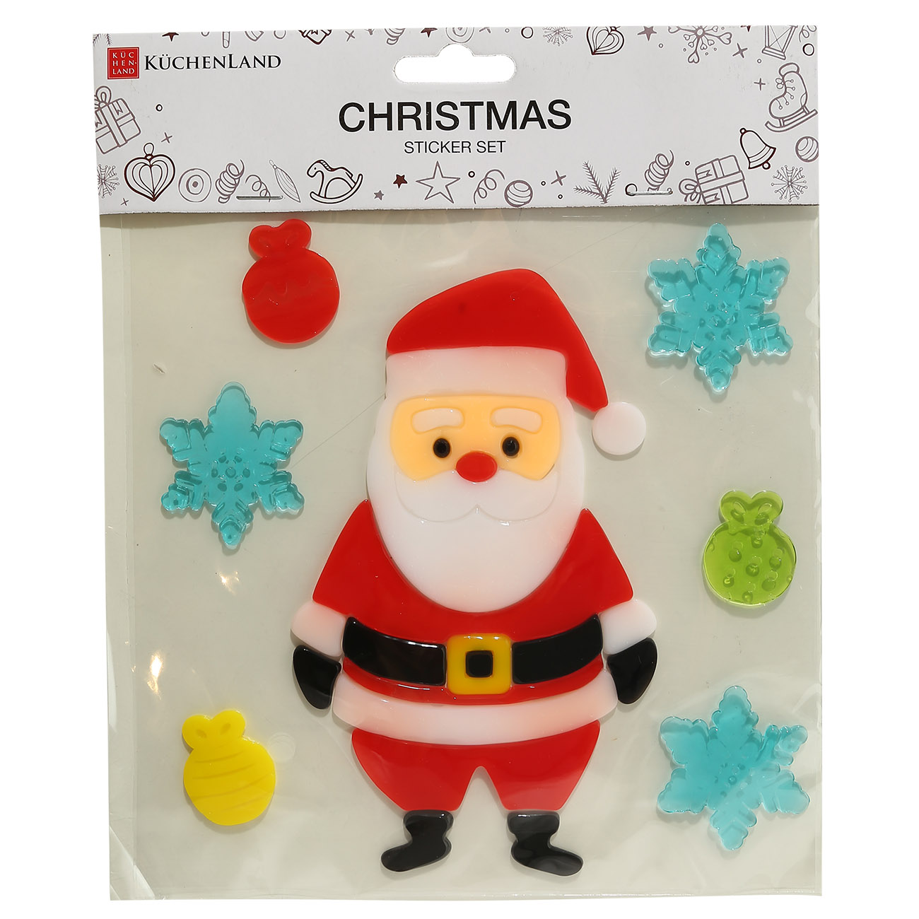 

Набор наклеек, 20х20 см, многоразовые, термопластик, Санта, Christmas
