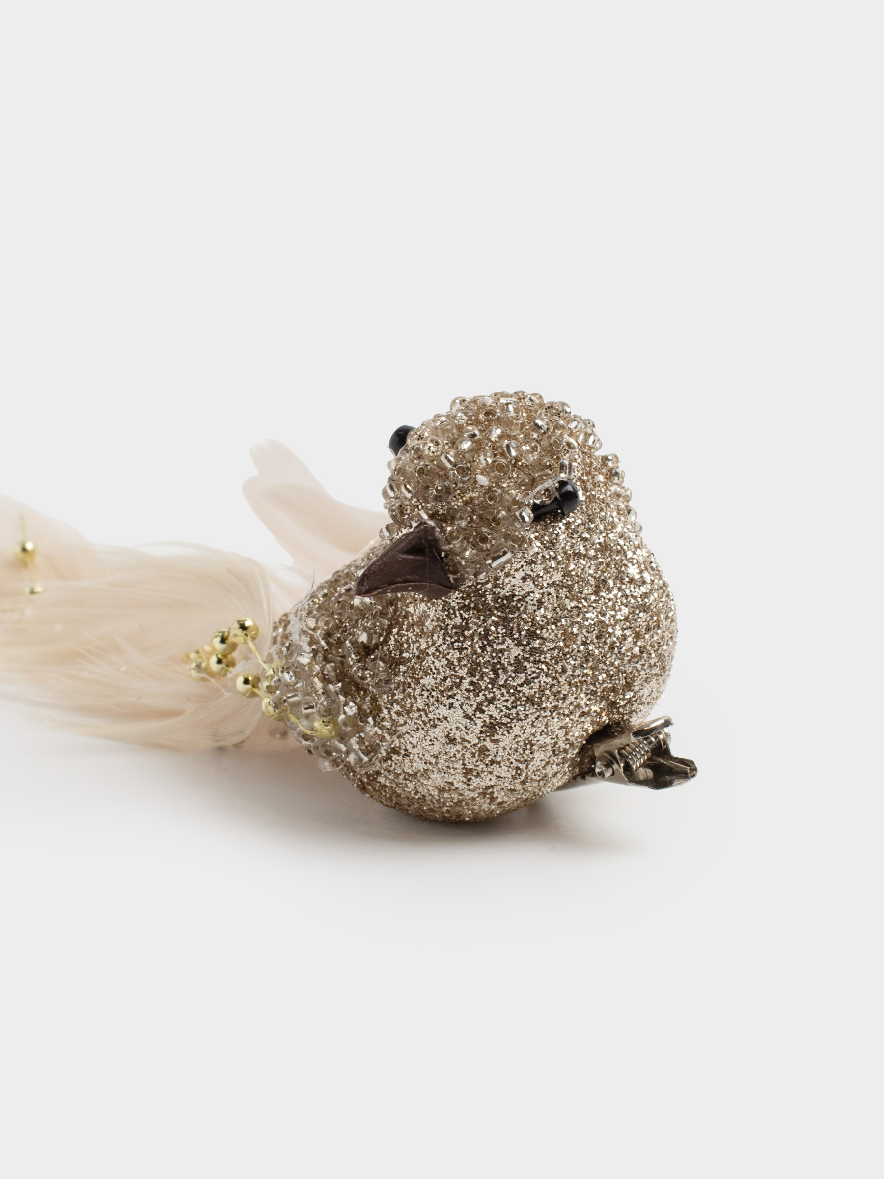 Украшение декоративное, 19 см, на клипсе, пенопласт/перо, шампань, Птица, Birds NY, image-3
