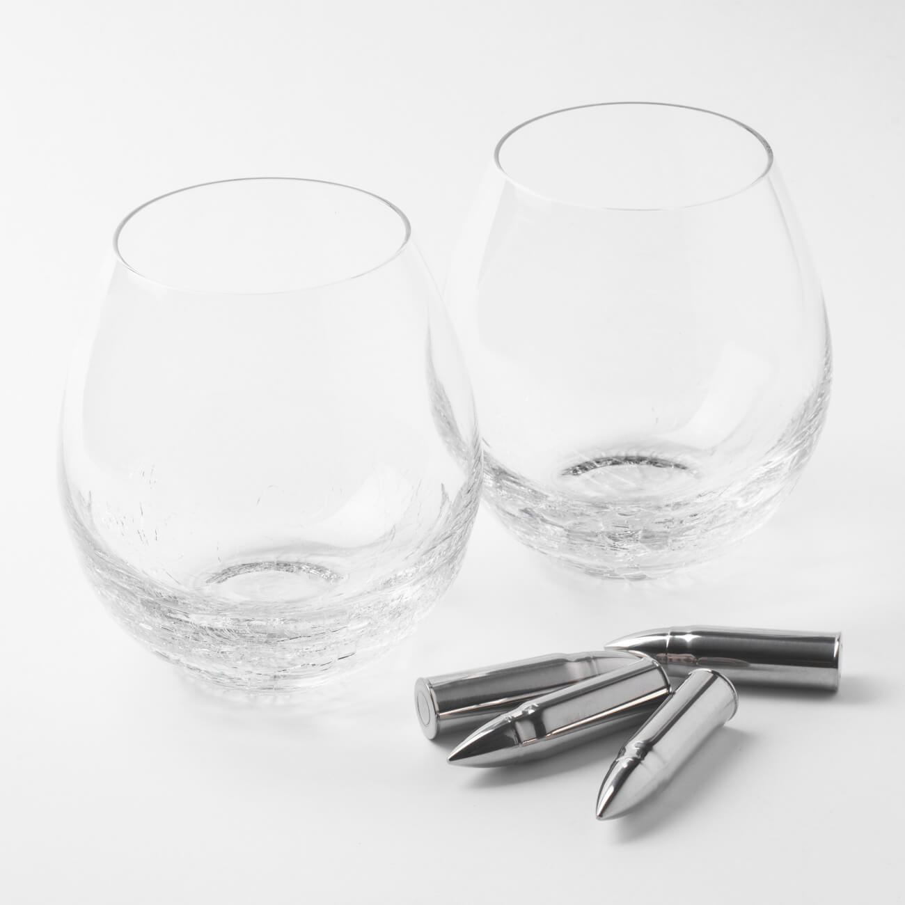 Набор для виски, 2 перс, 6 пр, стаканы/кубики, стекло/сталь, Кракелюр, Пули, Bullet набор для виски 2 перс 4 пр стаканы кубики стекло сталь граната bullet