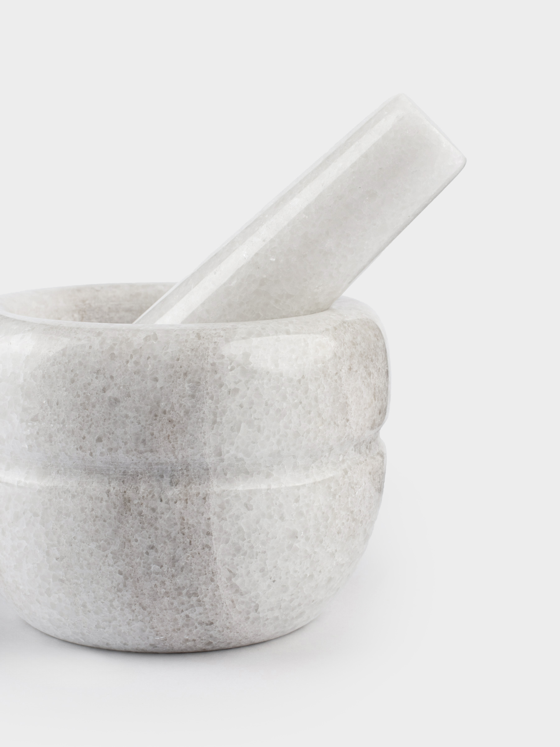 Ступка для специй, 10 см, с пестиком, мрамор, белая, Полоса, Marble, image-3