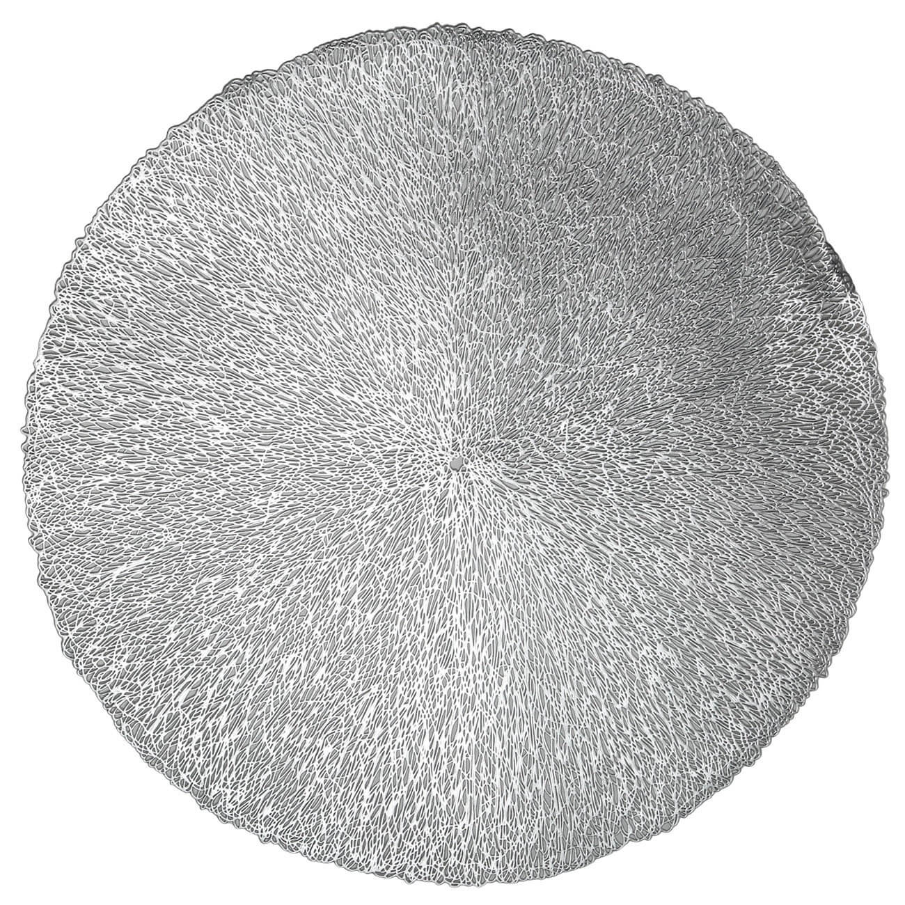Салфетка под приборы, 38 см, ПВХ, круглая, серебристая, Azhur фланелевая салфетка главдор