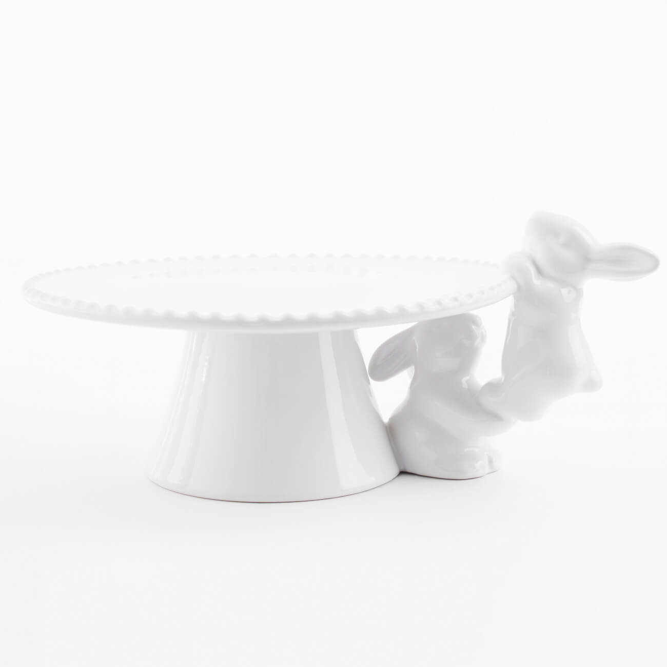 Блюдо на ножке, 20х8 см, керамика, белое, Кролик, Easter blooming изображение № 1