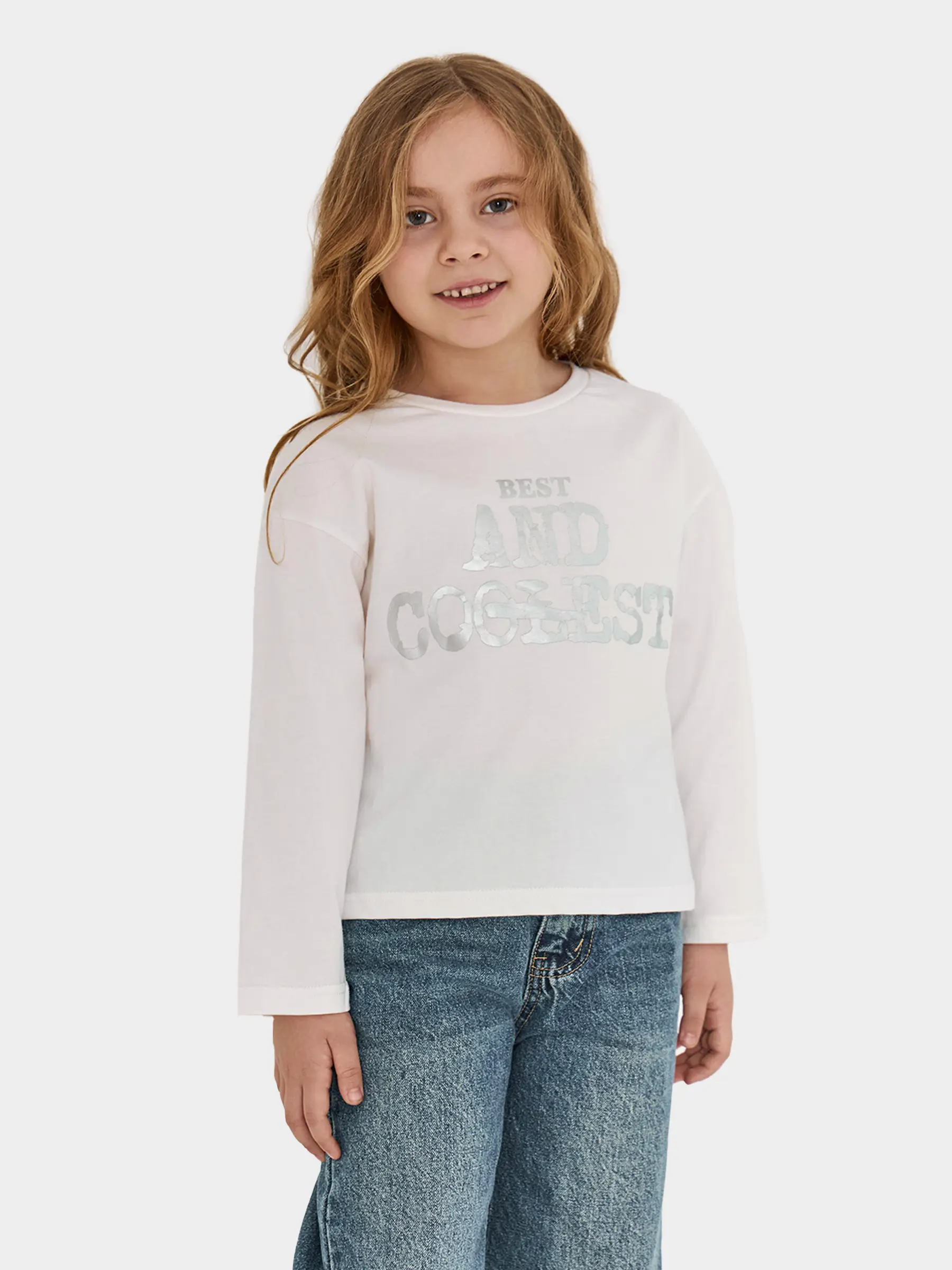 Лонгслив детский, молочный, Uliana, image-0