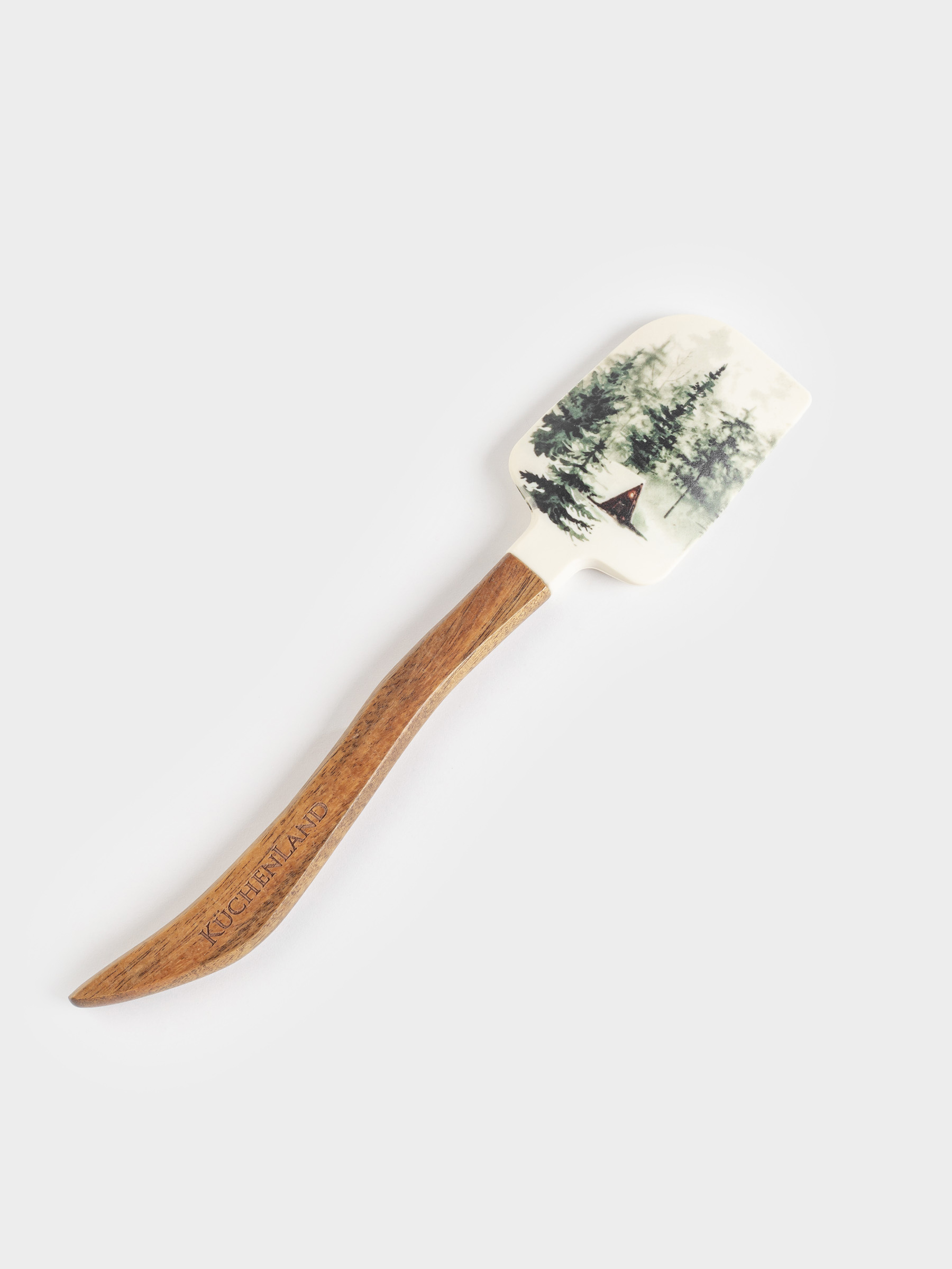 Лопатка-шпатель, 22 см, силикон/дерево, молочная, Зимний лес, Woodland story, image-1