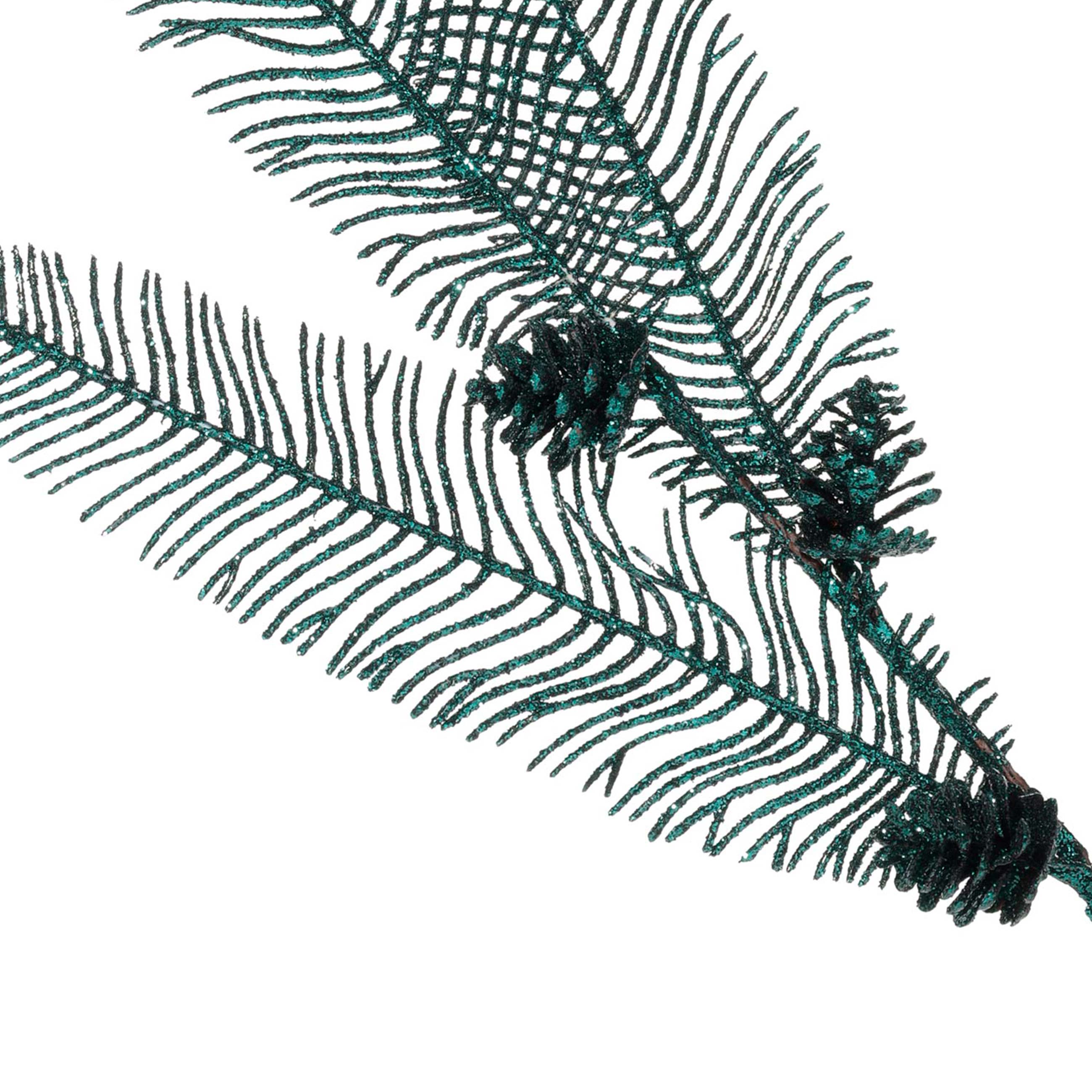 Ветка декоративная, 71 см, пенопласт, зеленая, Листья с шишками, Ferny decor изображение № 2