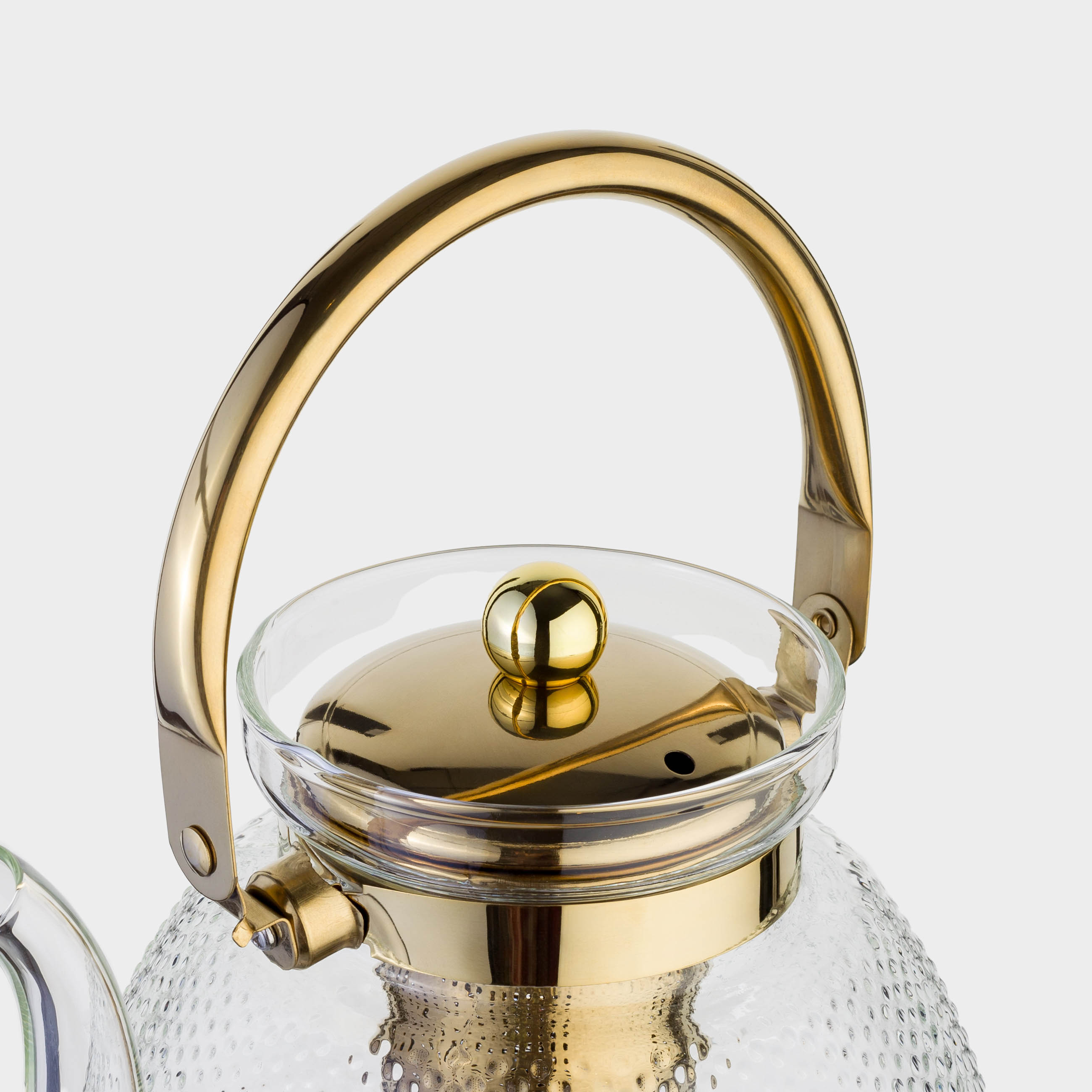 Чайник заварочный, 1,3 л, стекло Б/сталь, золотистый, Classic gold, image-1
