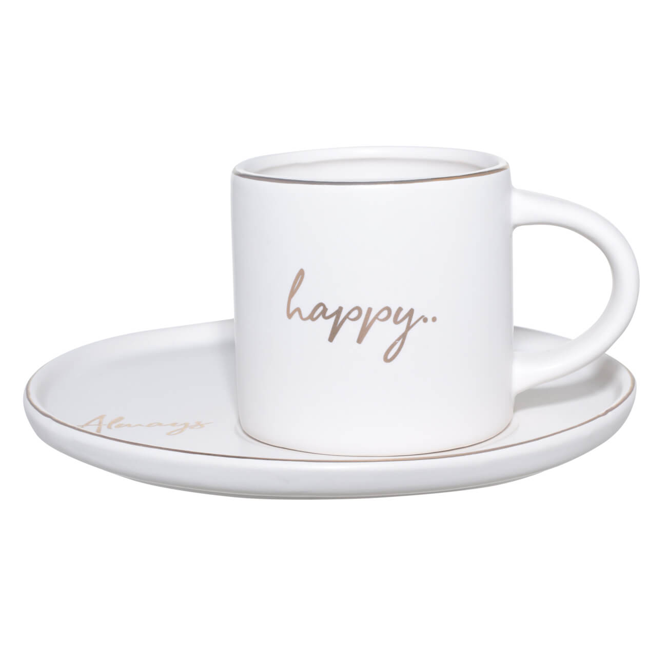 

Пара чайная, 1 перс, 2 пр, 330 мл, керамика, белая, Always happy, B&W