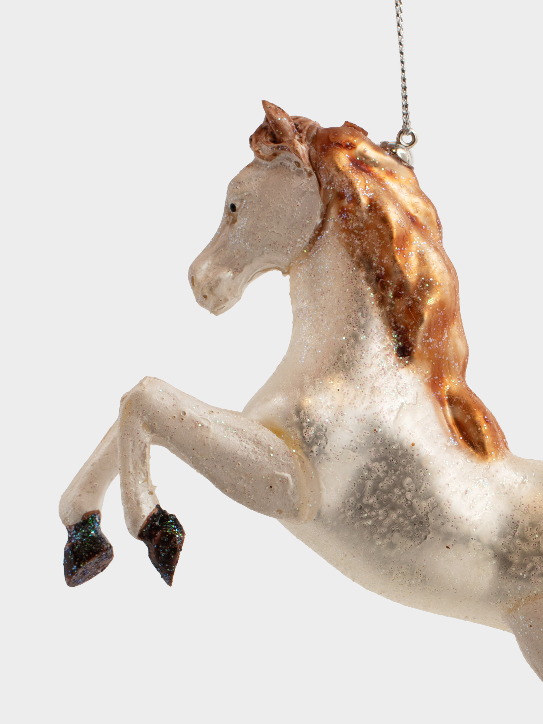 Игрушка елочная, 12х10 см, стекло, с блестками, коричневая, Конь, Figure horse, image-3