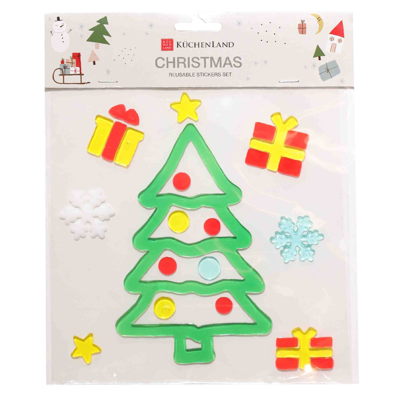 

Набор наклеек, 20х20 см, многоразовые, термопластик, Ель, Christmas