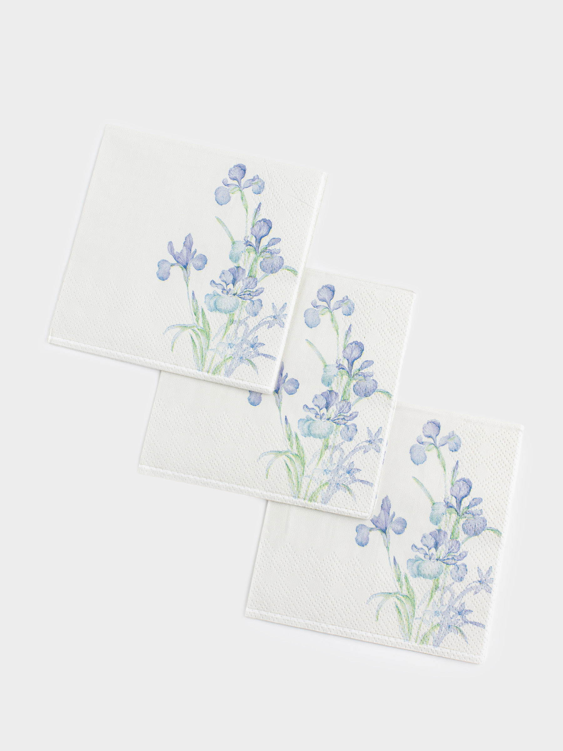 Салфетки бумажные, 21х21 см, 20 шт, квадратные, белые, Ирисы, Iris garden, image-2