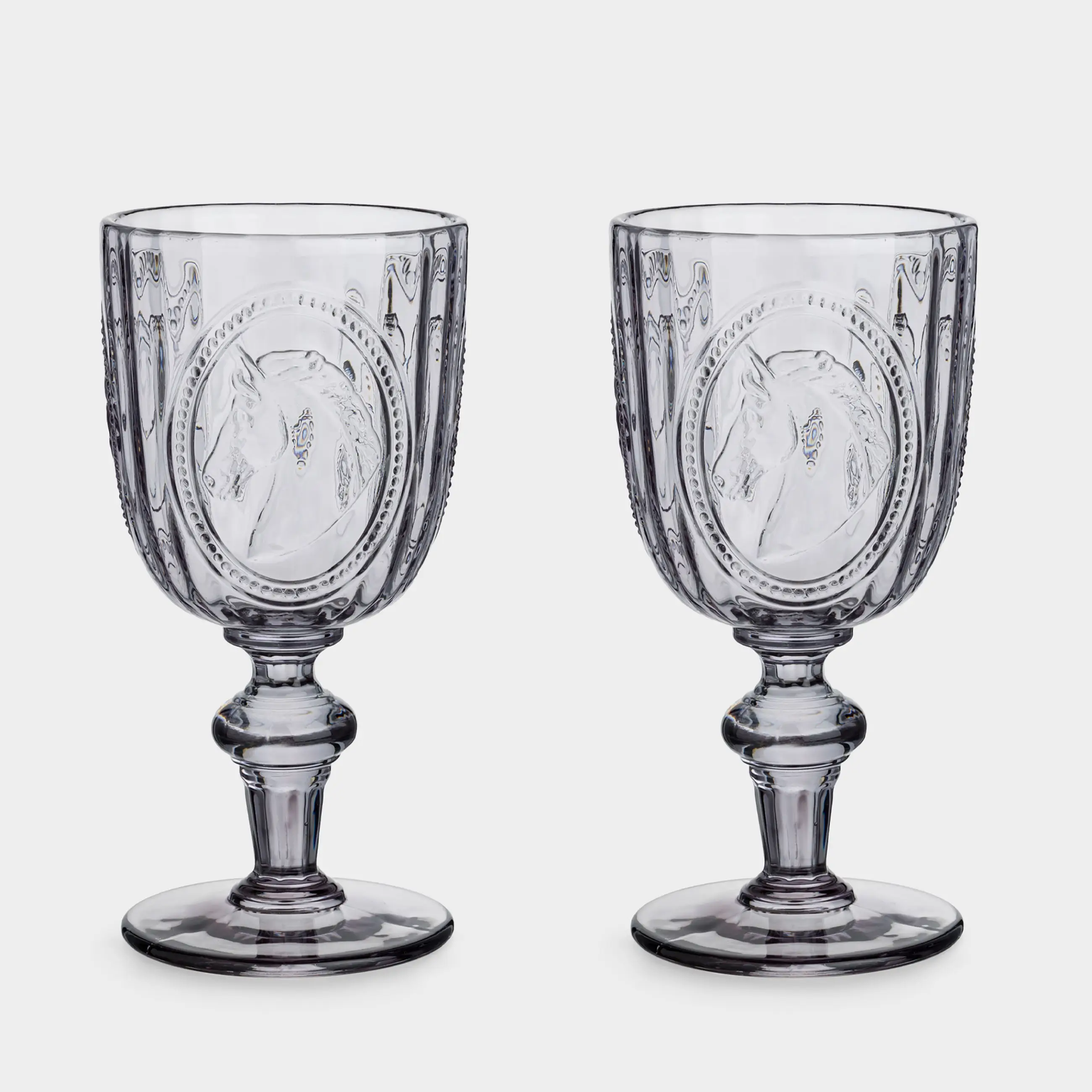 Бокал-кубок для вина, 280 мл, 2 шт, стекло, Конь, Clear pattern