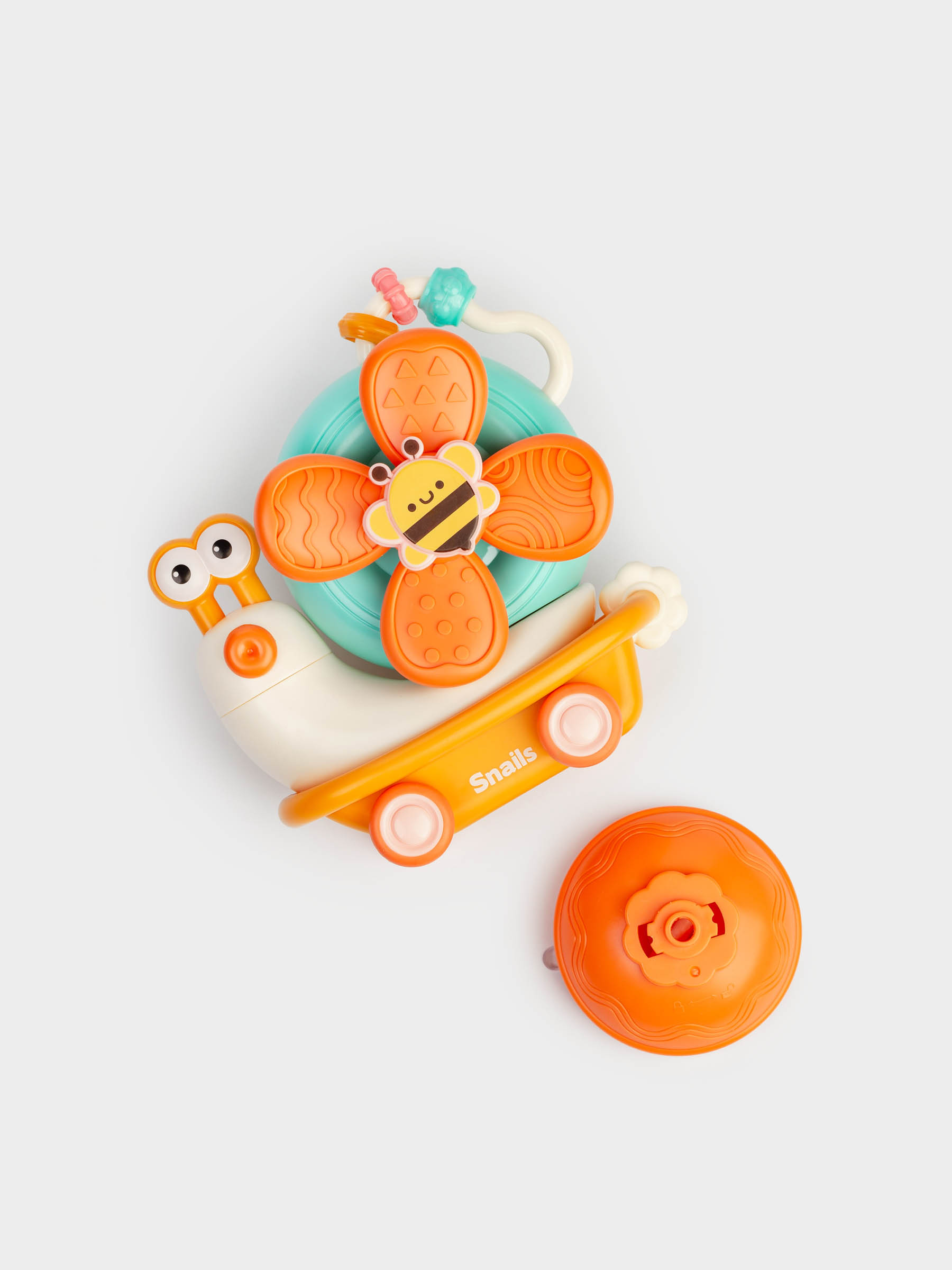 Игрушка развивающая, 12х15 см, пластик, цветная, Улитка на колесах, Kiddy, image-2