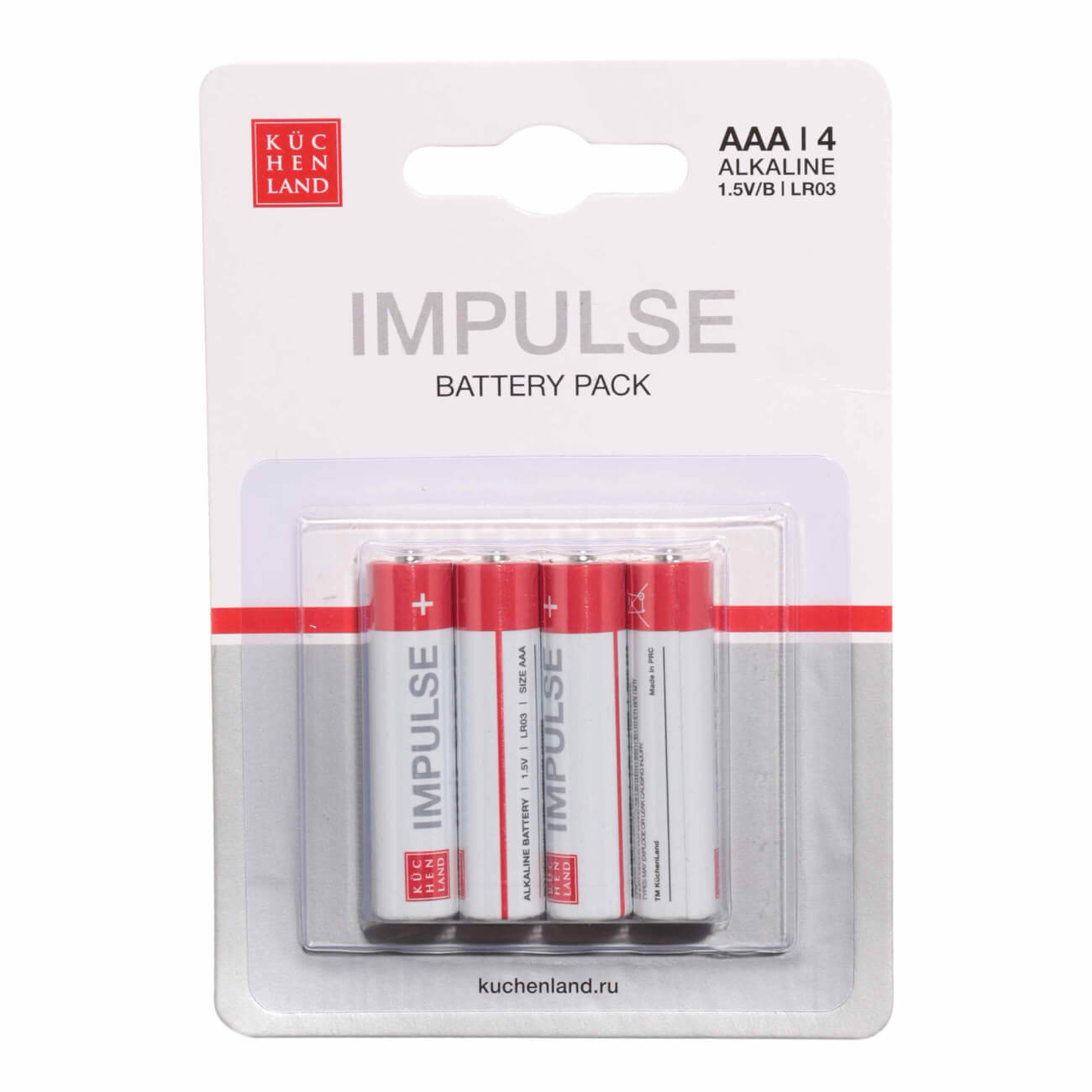 Батарейка AAA LR03, щелочная, 4 шт, Impulse батарейка aa lr6 щелочная 12 шт impulse