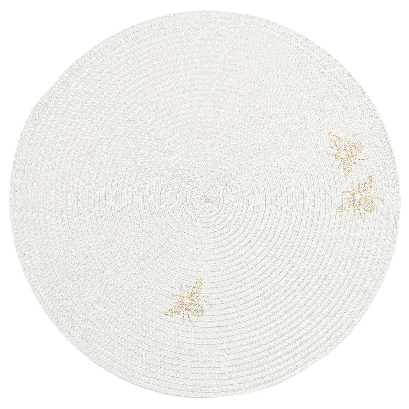Салфетка под приборы, 38 см, полипропилен/ПЭТ, круглая, светло-серая, Пчелы, Circle embroidery изображение № 1