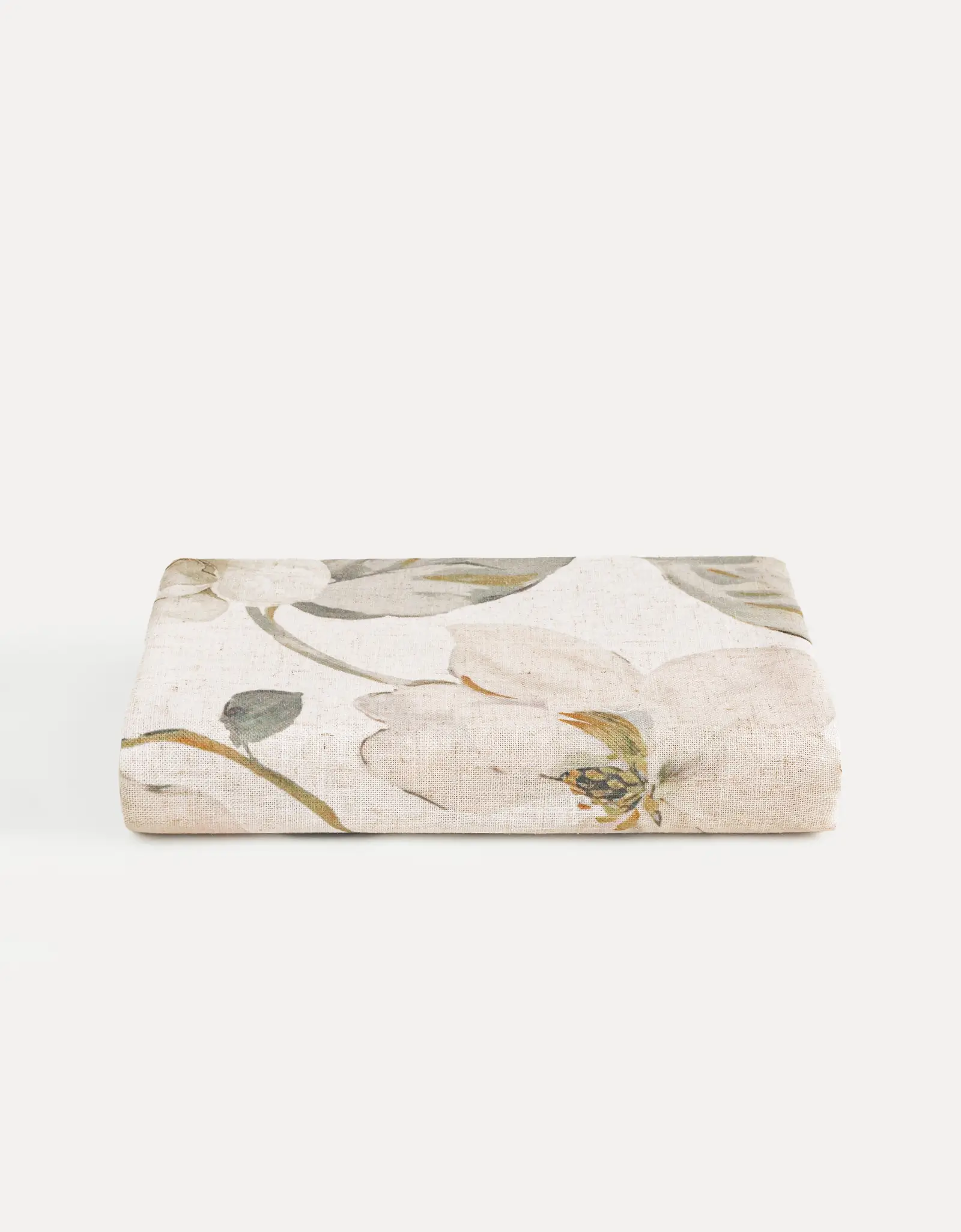 Скатерть, 160х160 см, полиэстер/лен, молочно-желтая, Цветы, Flowery flax, image-0