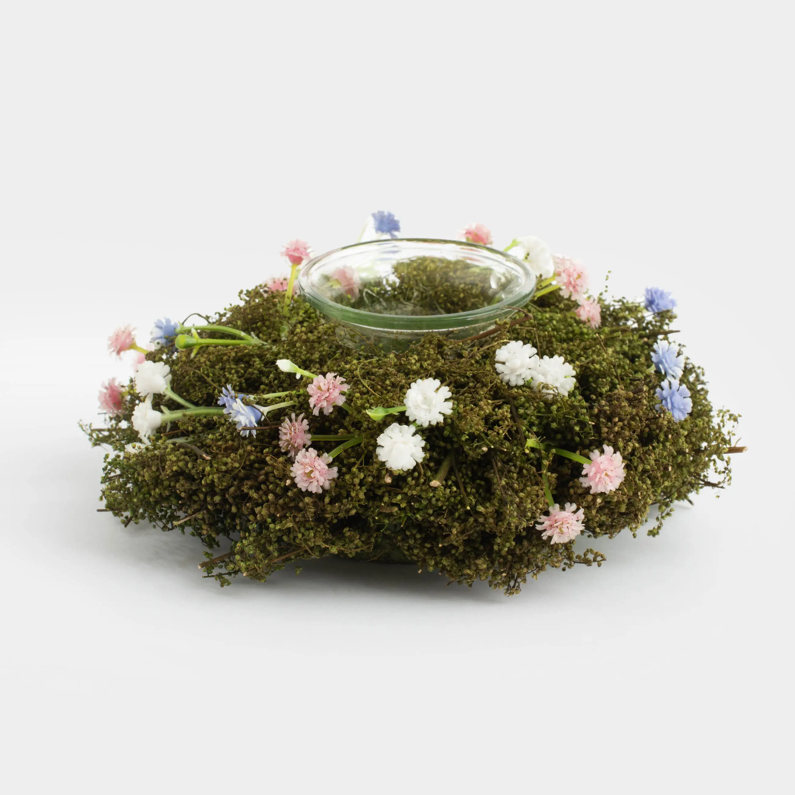 Подсвечник, 16 см, для чайной свечи, стекло/полынь, Незабудки, Delicate posy decor