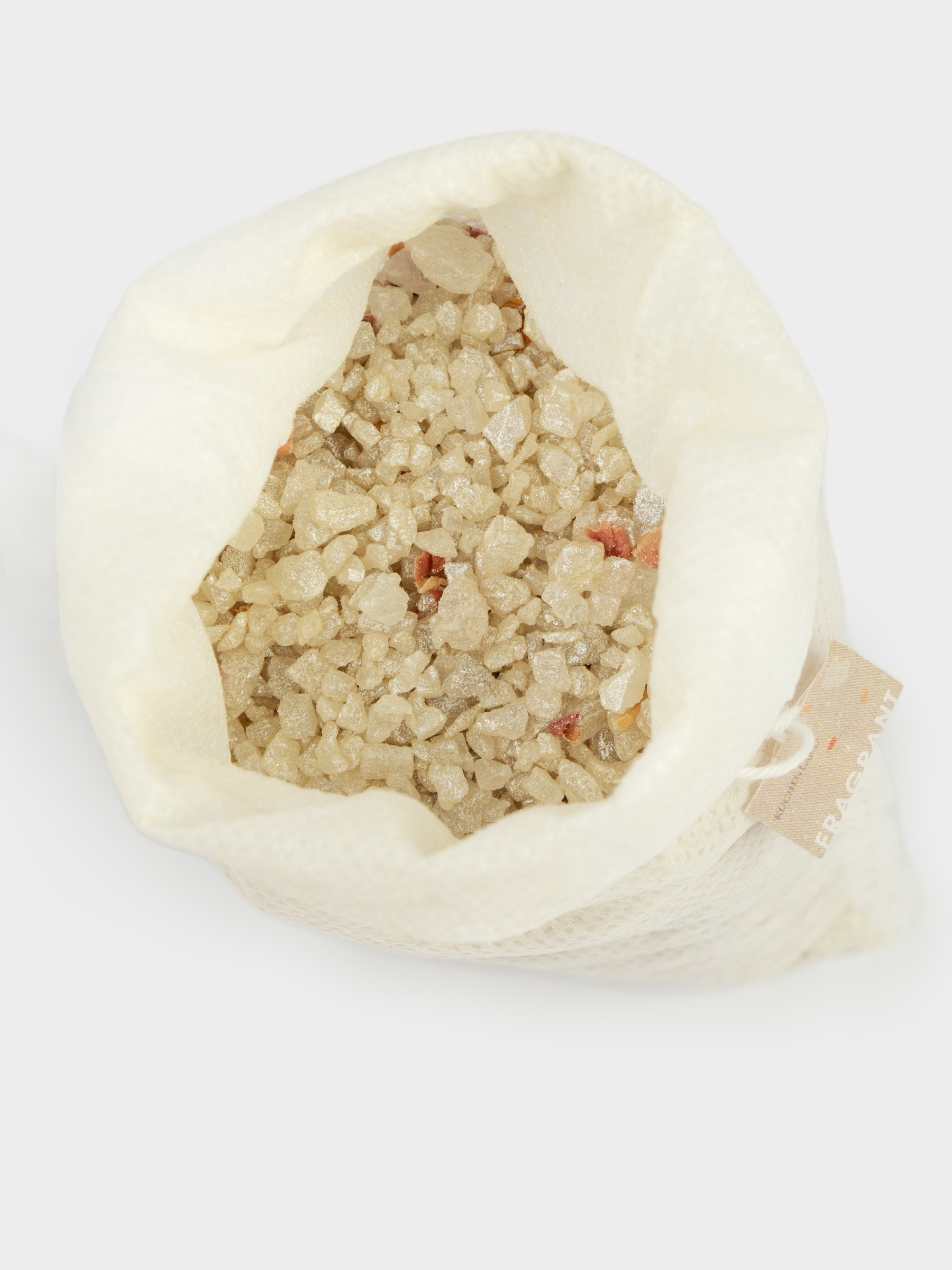 Соль для ванны, 175 гр, белая, в мешочке, с сухоцветами роз, Персиковая роза, Fragrant salt, image-2