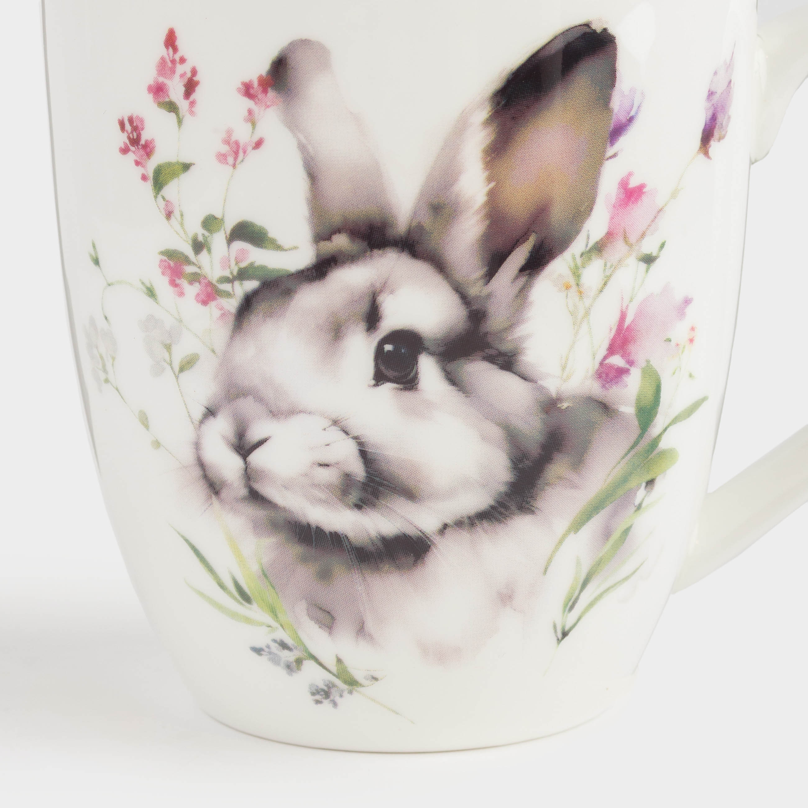 Кружка, 370 мл, фарфор F, белая, с золотистым кантом, Кролик в цветах, Easter, image-5
