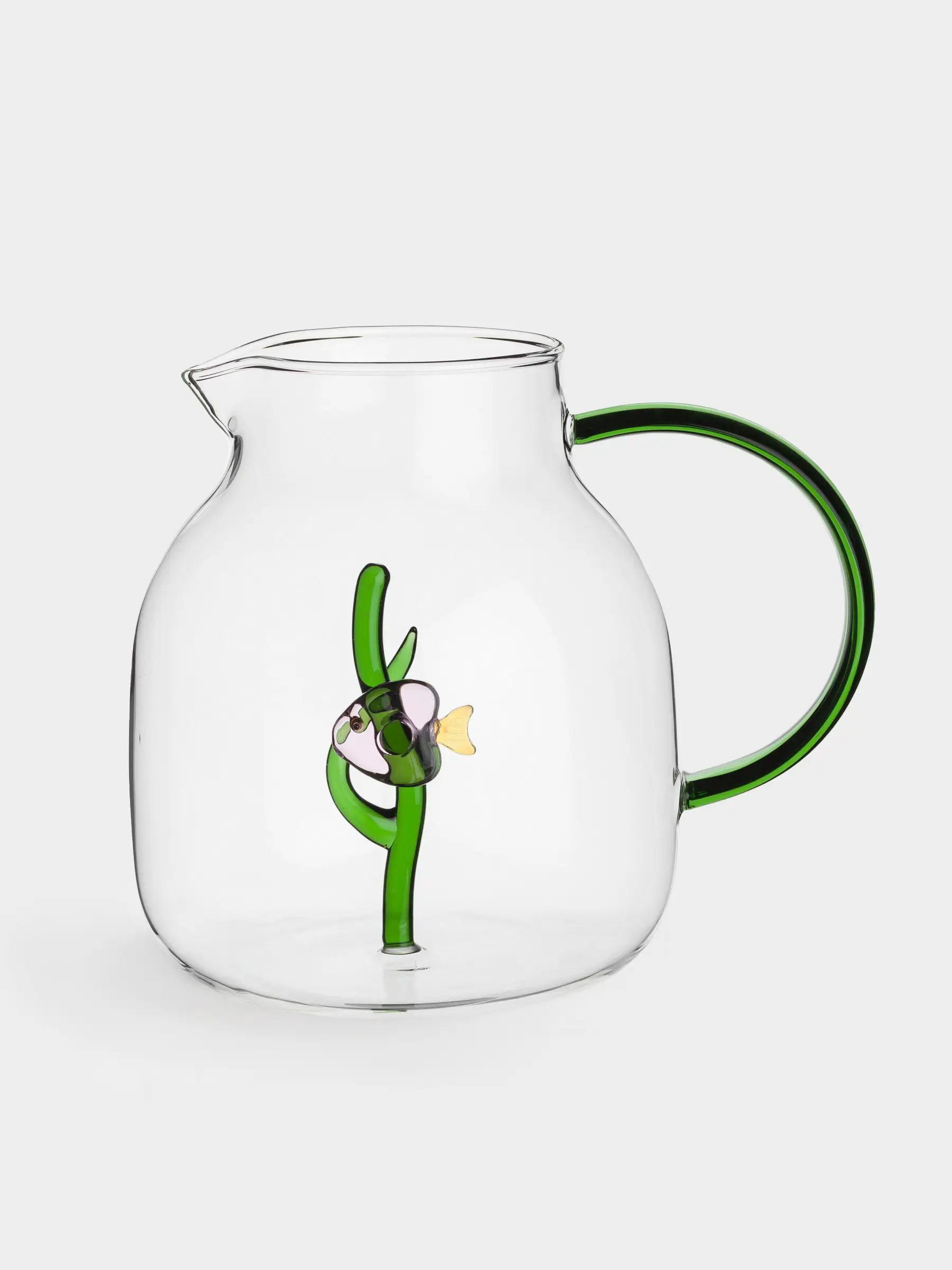 Кувшин, 1,6 л, стекло Б, зеленая ручка, Рыбка, Shape, image-0