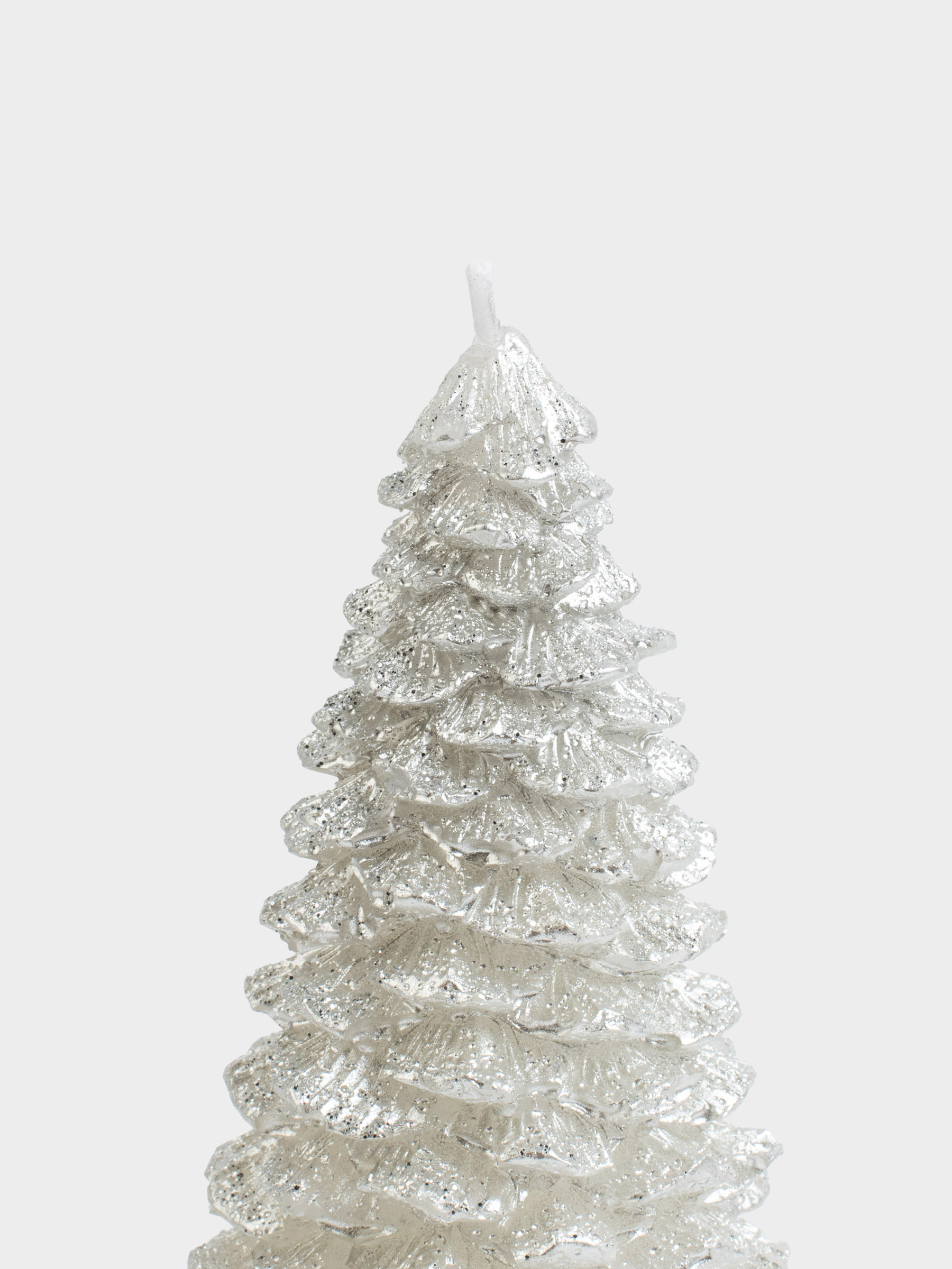 Свеча, 18 см, с блестками, серебристая, Ель, Fir candle, image-1