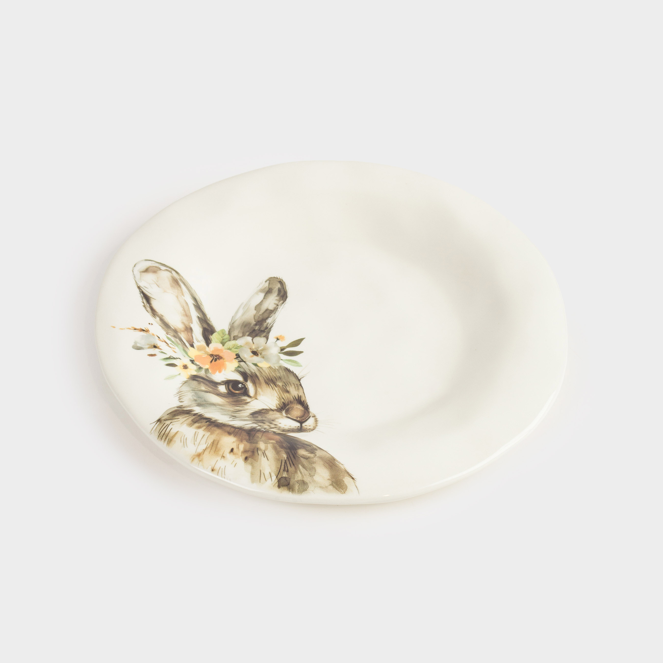 Тарелка закусочная, 23 см, керамика, белая, Кролик в венке, Natural Easter, image-3