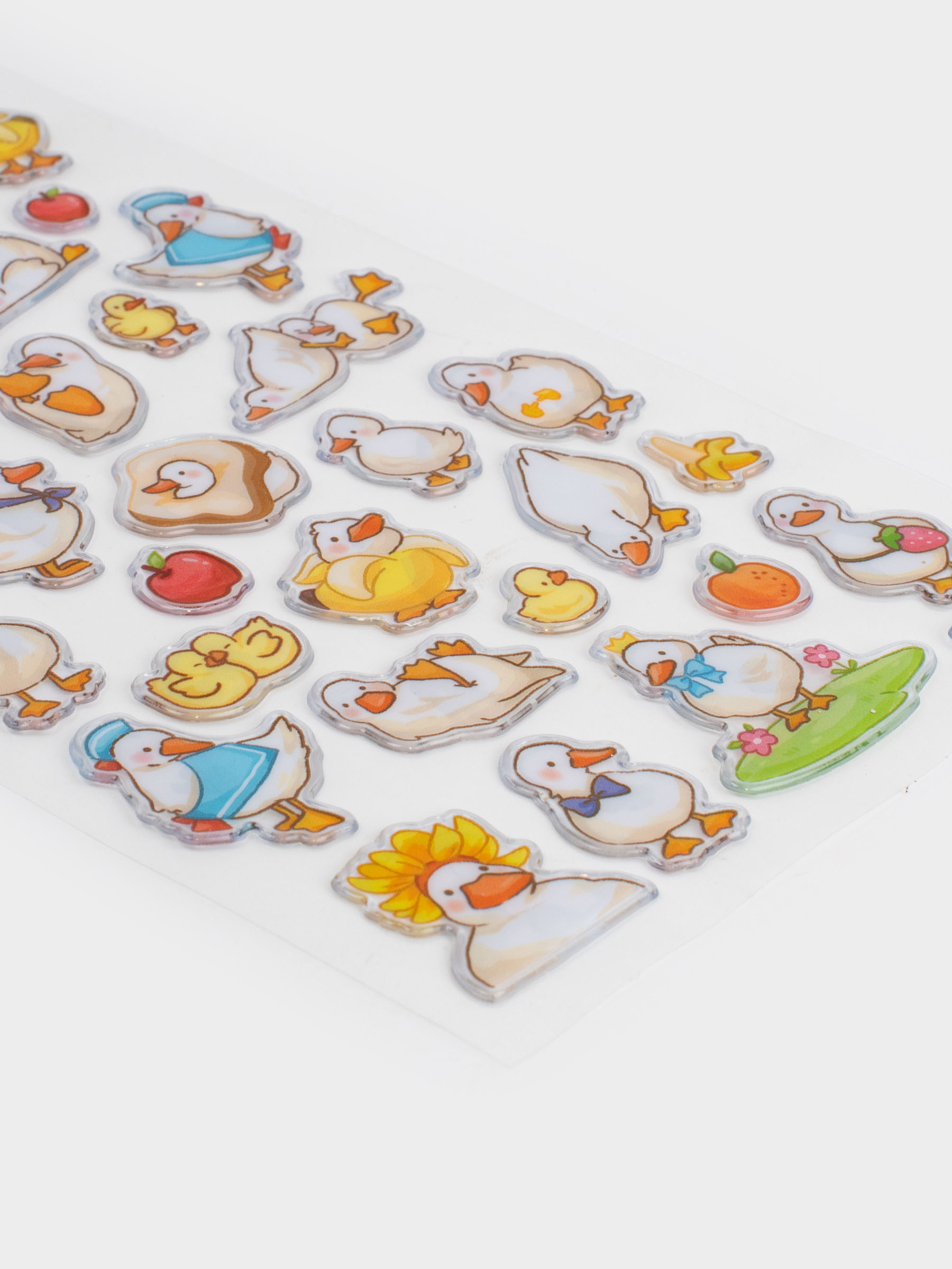 Набор наклеек, 17х9 см, 41 шт, одноразовые, ПВХ, Утки, Duck yellow, image-3