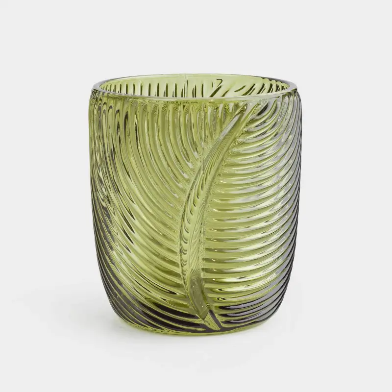 Стакан, 10 см, 310 мл, стекло Р, зеленый, Тропические листья, Tropical leaves ,image-0