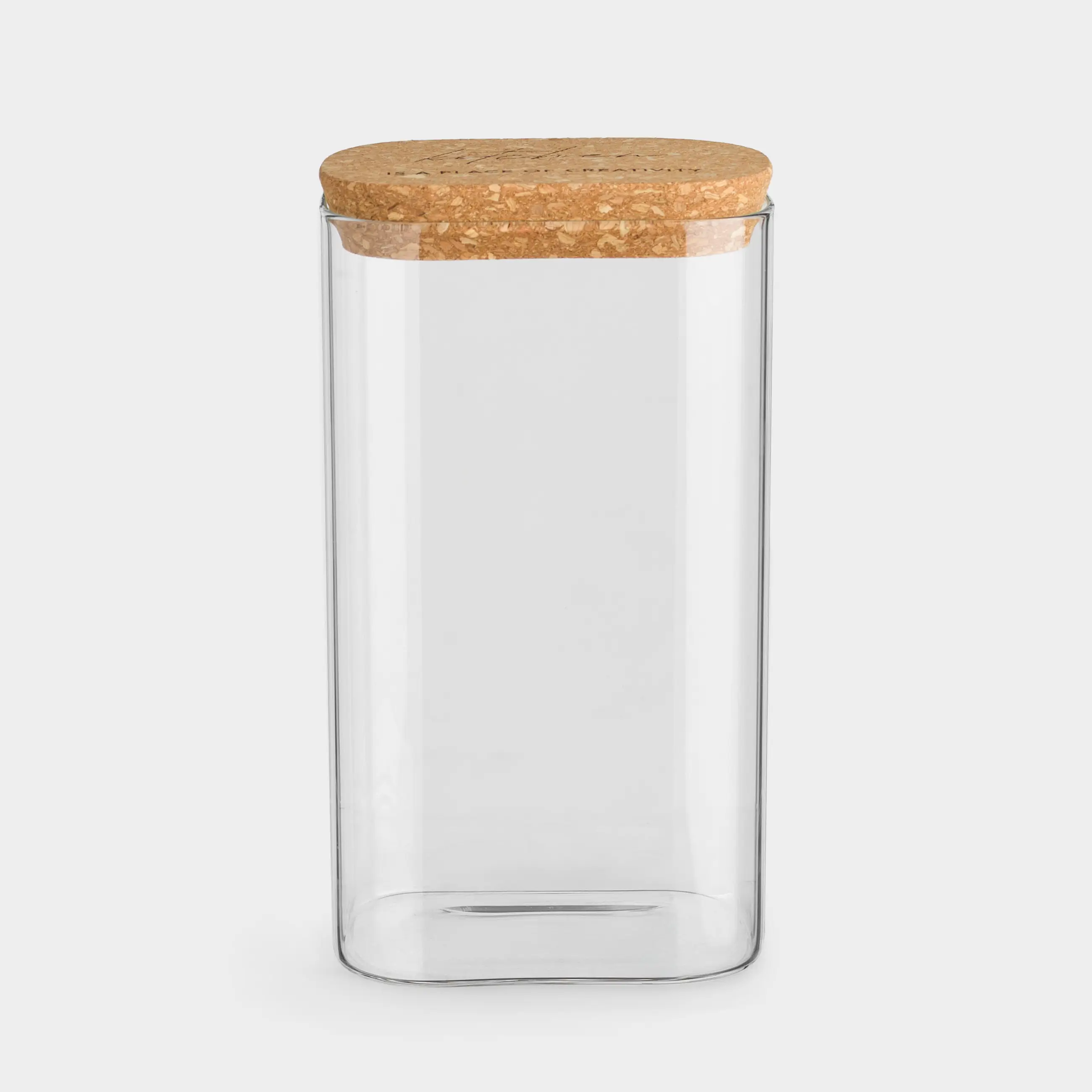 Банка для сыпучих продуктов, 1,5 л, стекло/пробка, прямоугольная, Clear cork