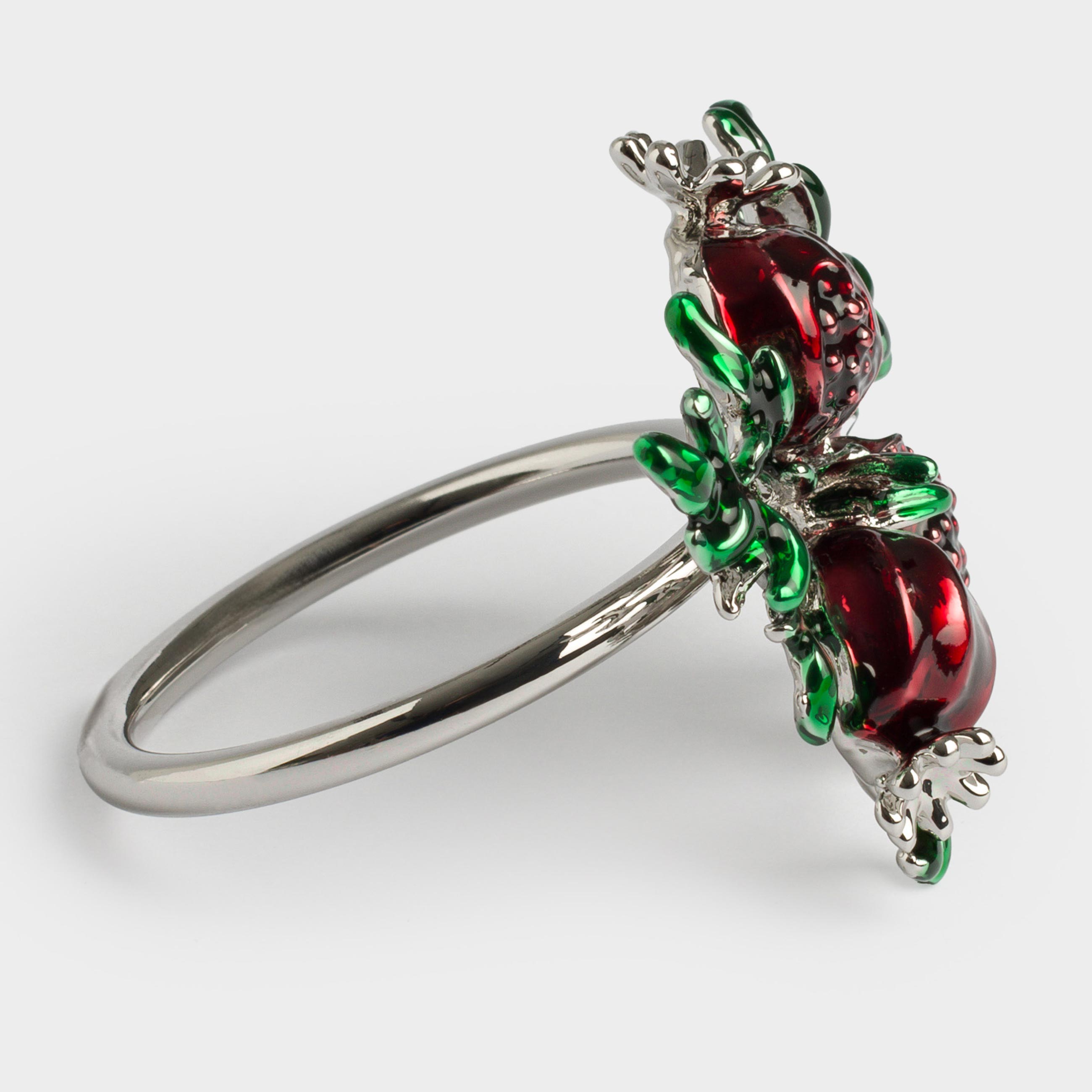 Кольцо для салфеток, 5 см, металл, серебристое, Гранаты с листьями, Pomegranate