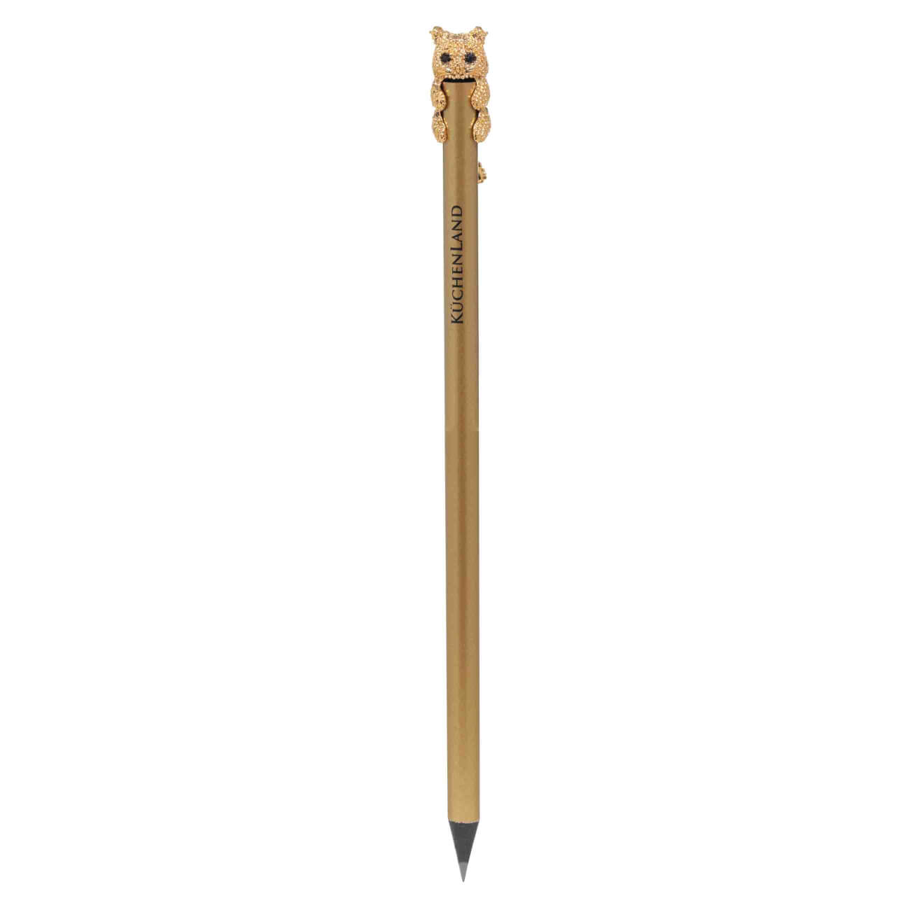 Карандаш, 18 см, чернографитный, с фигуркой, золотистый, Кот, Draw карандаш чернографитный красин конструктор 7м 7b шестигран заточен