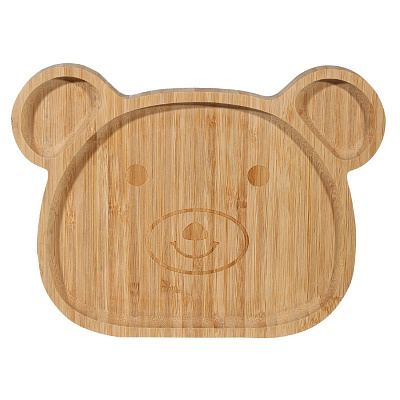 Тарелка обеденная, 19 см, 3 отд, детская, бамбук, Медведь, Forest animals