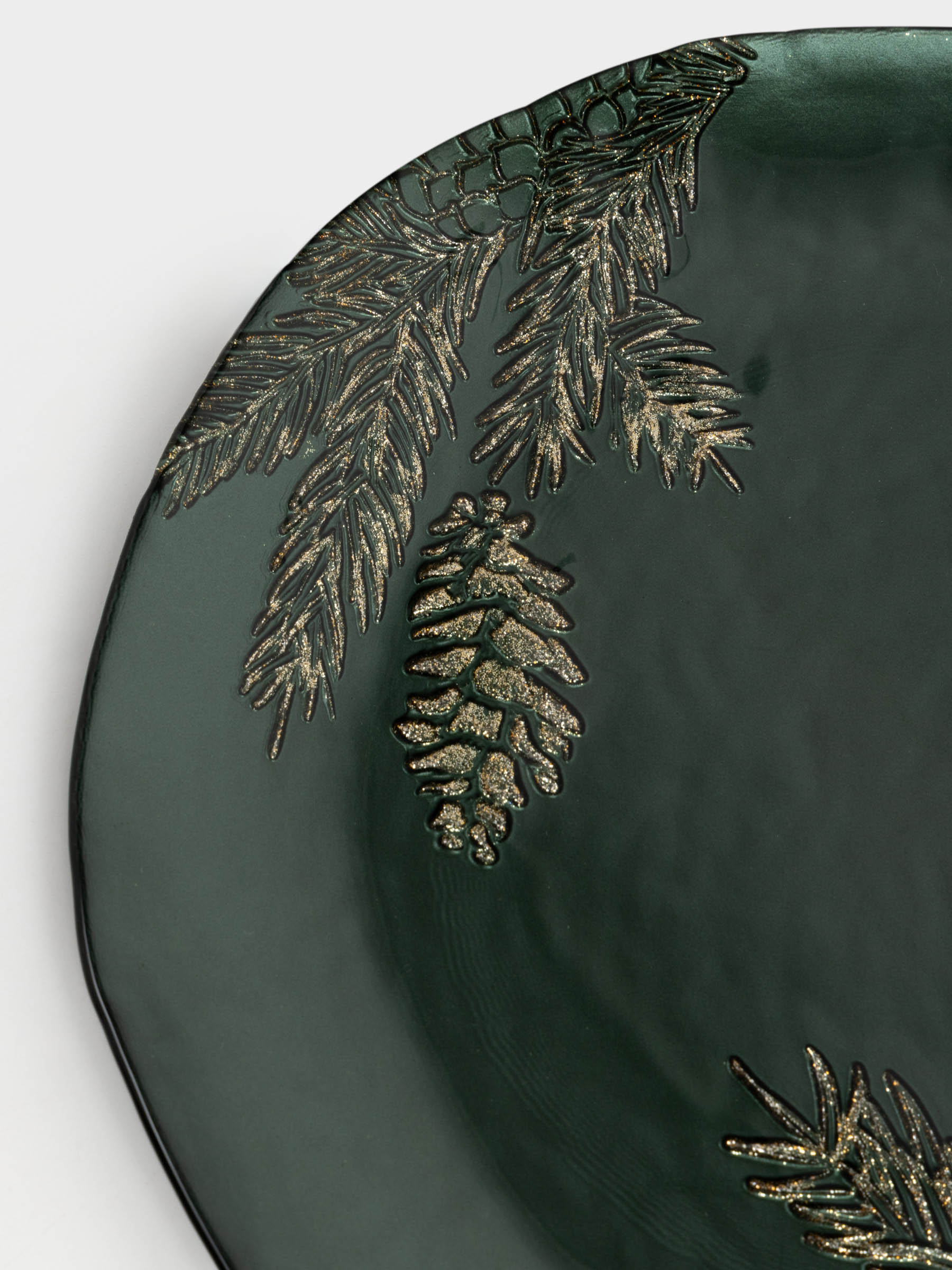Блюдо, 26х2 см, стекло, зеленое, Еловые ветки, Winter delice, image-4