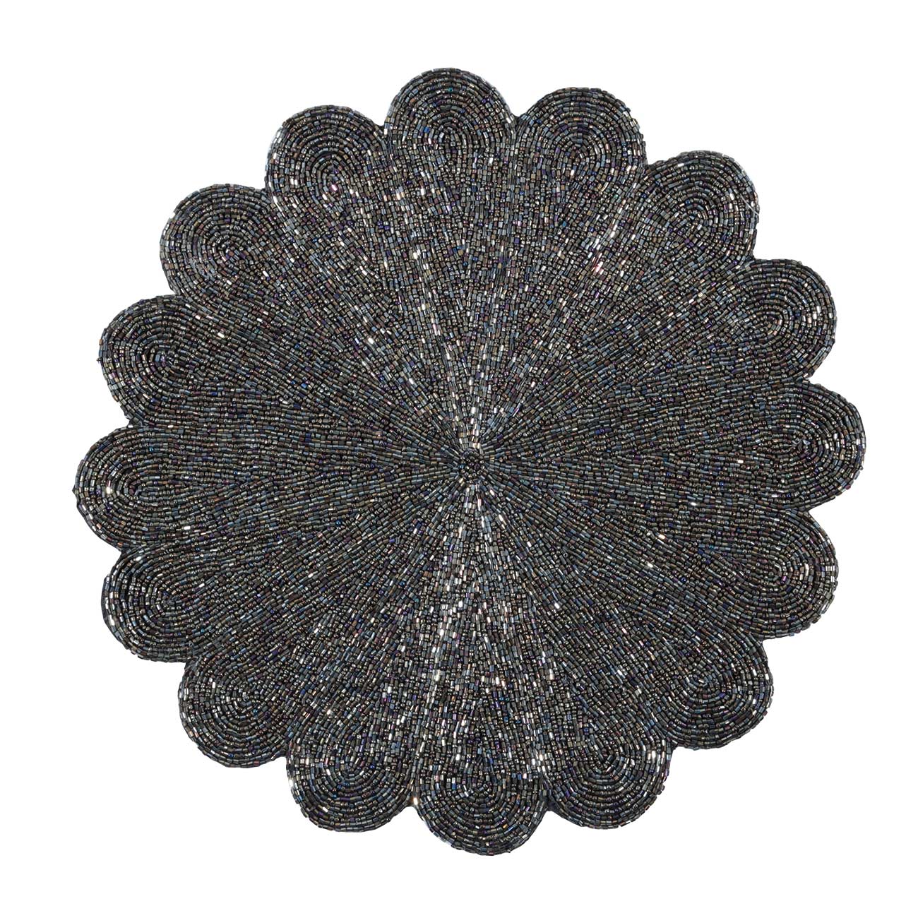 

Салфетка под приборы, 36 см, бисер, круглая, бронзовая, Цветок, Art beads