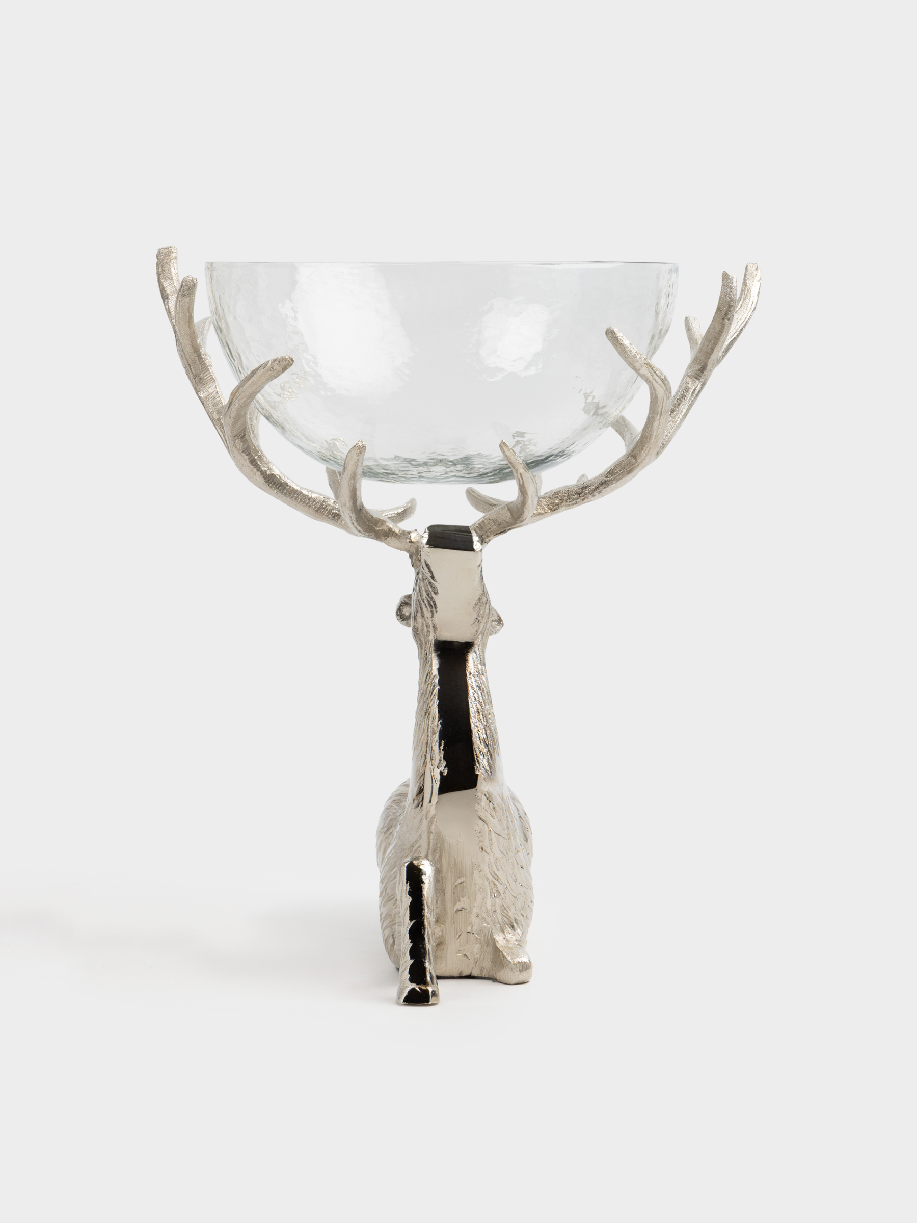 Ваза для фруктов, 26x38 см, на ножке, стекло/металл, серебристая, Олень, Arctic deer, image-3