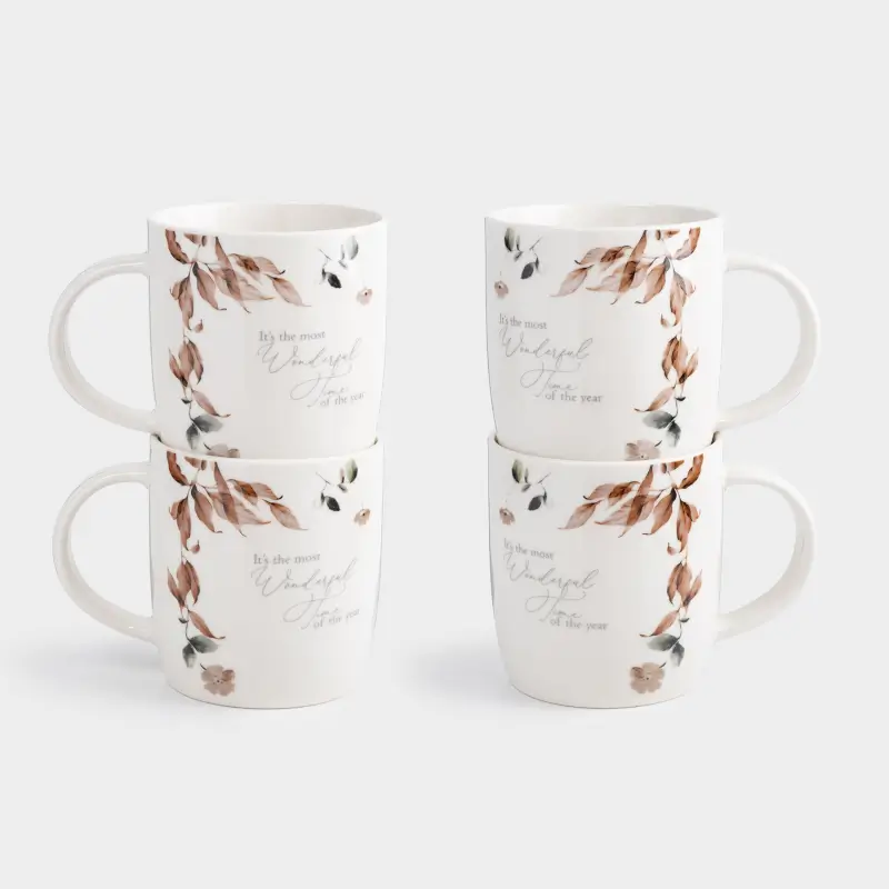 Кружка, 360 мл, 4 шт, фарфор N, Осенние цветы, Refined floral, image-0