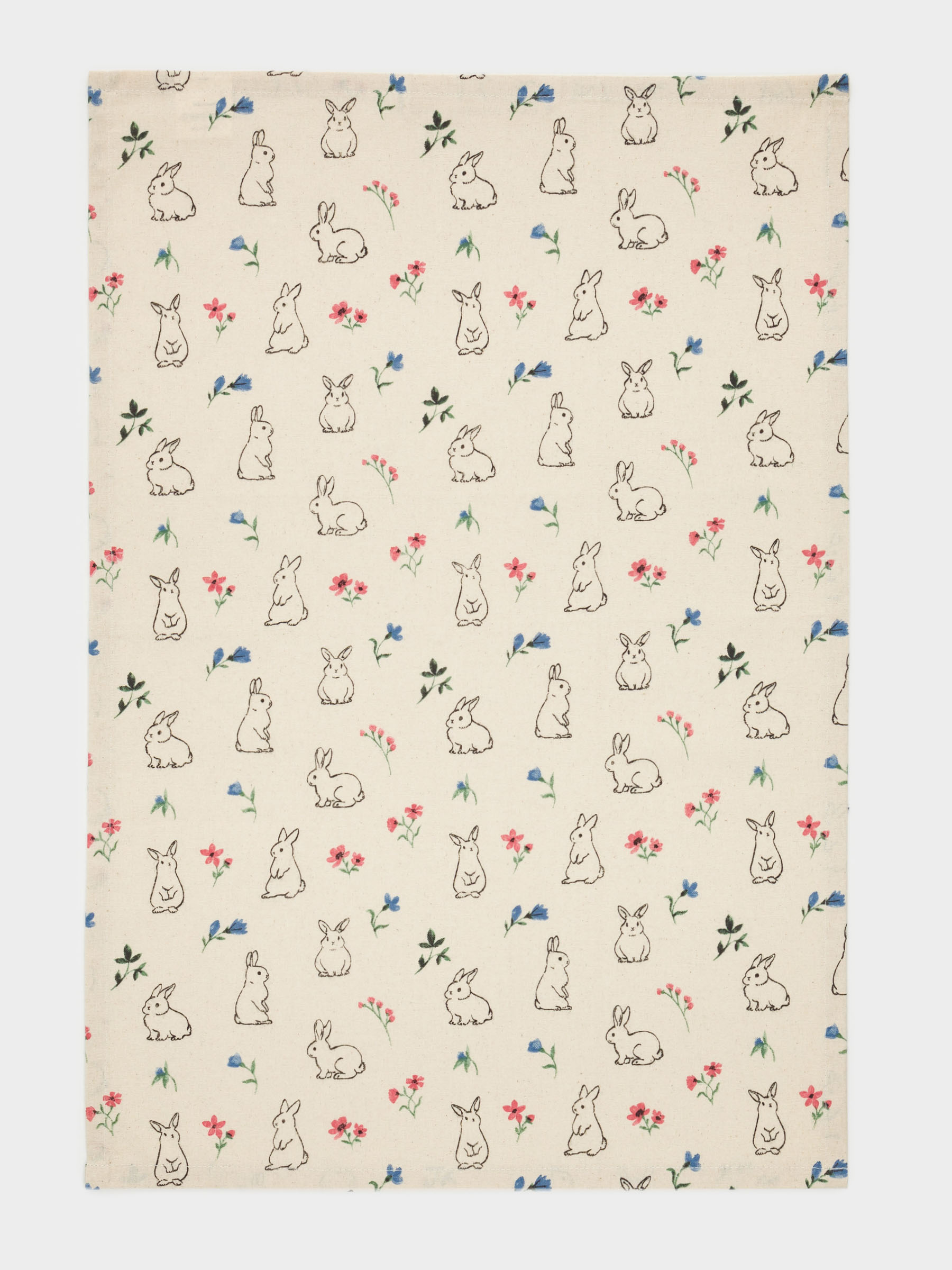 Полотенце кухонное, 40х60 см, хлопок, молочное, Кролики и цветы, El flora rabbit, image-0