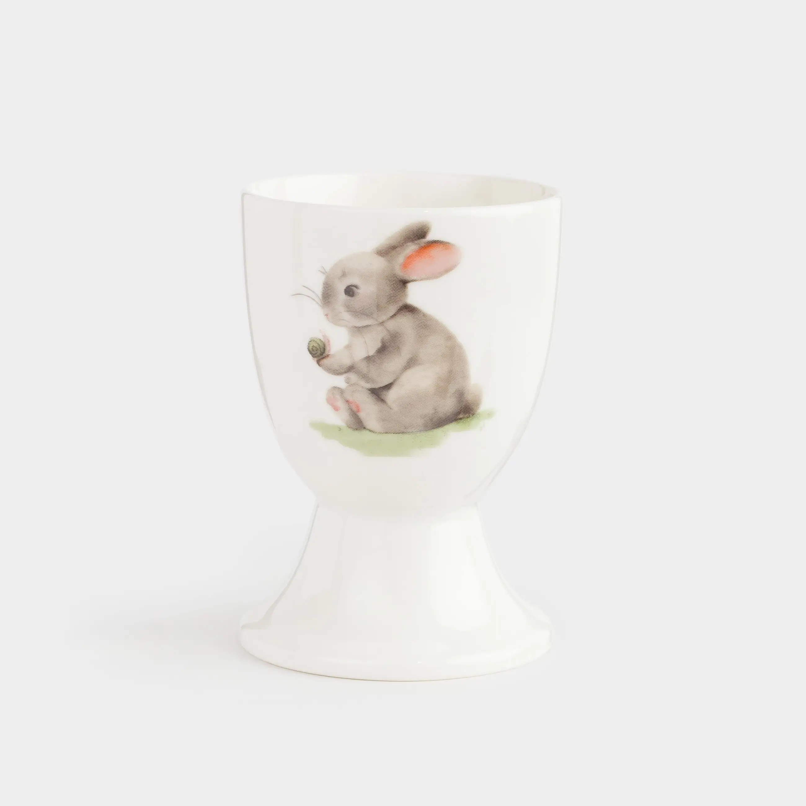 Подставка для яйца, детская, 7 см, фарфор N, белая, Утенок и кролик, Easter kids, image-0