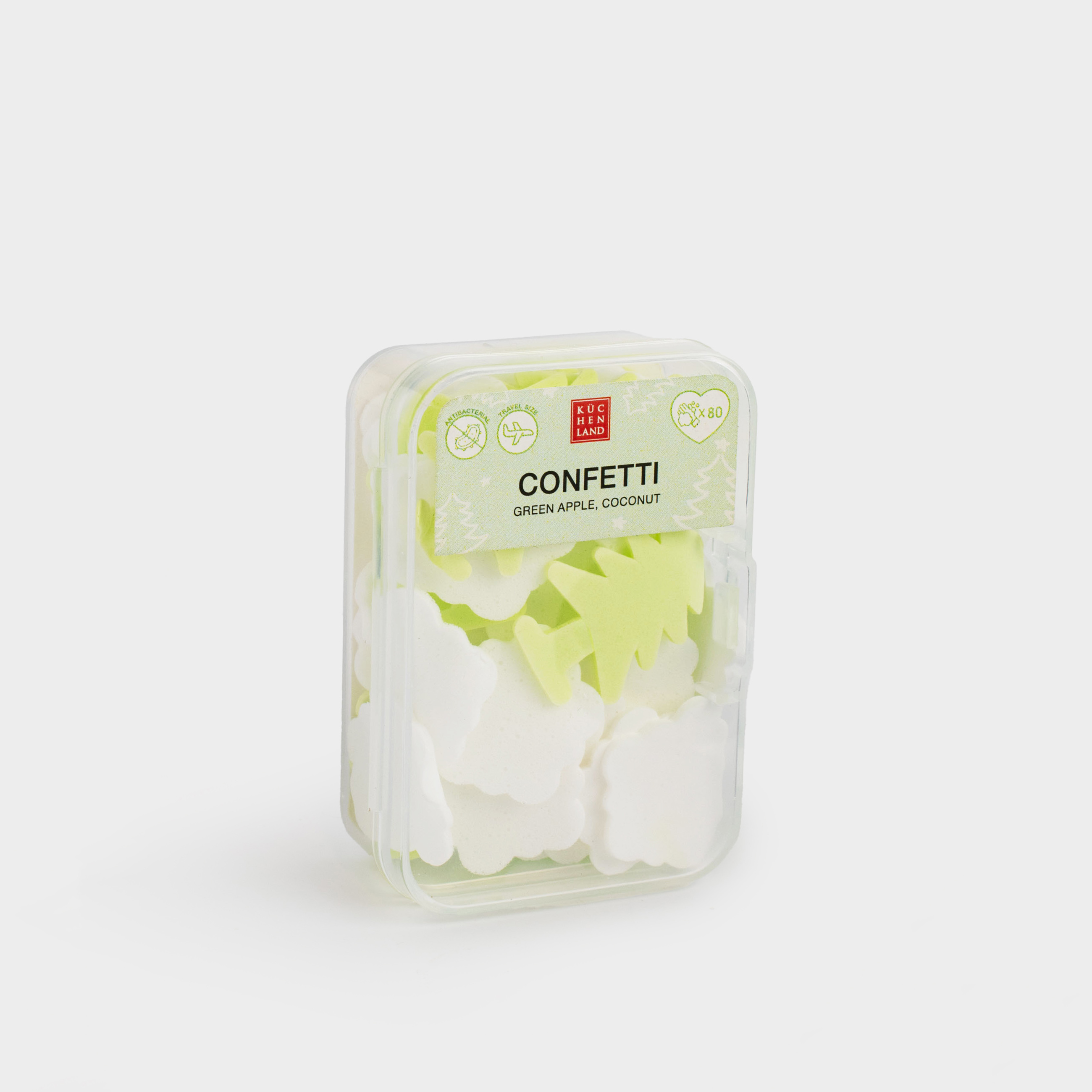 Мыло-конфетти 2 см 80 шт зеленоебелое ЯблокоКокос Елки и снежки Confetti 169₽