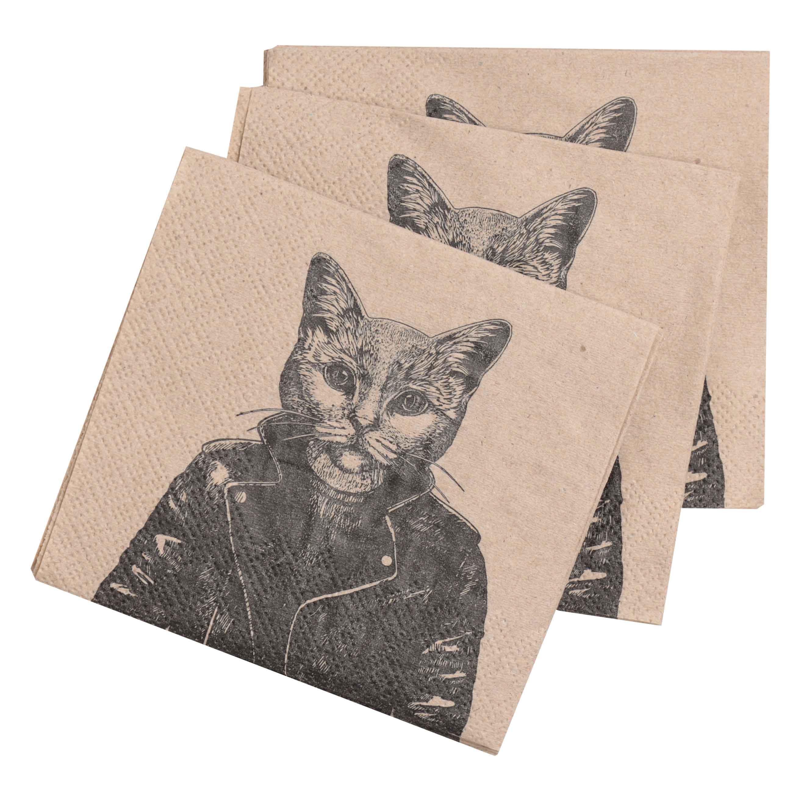 Салфетки бумажные, 21х21 см, 20 шт, квадратные, Кот в косухе, Brutal style изображение № 2