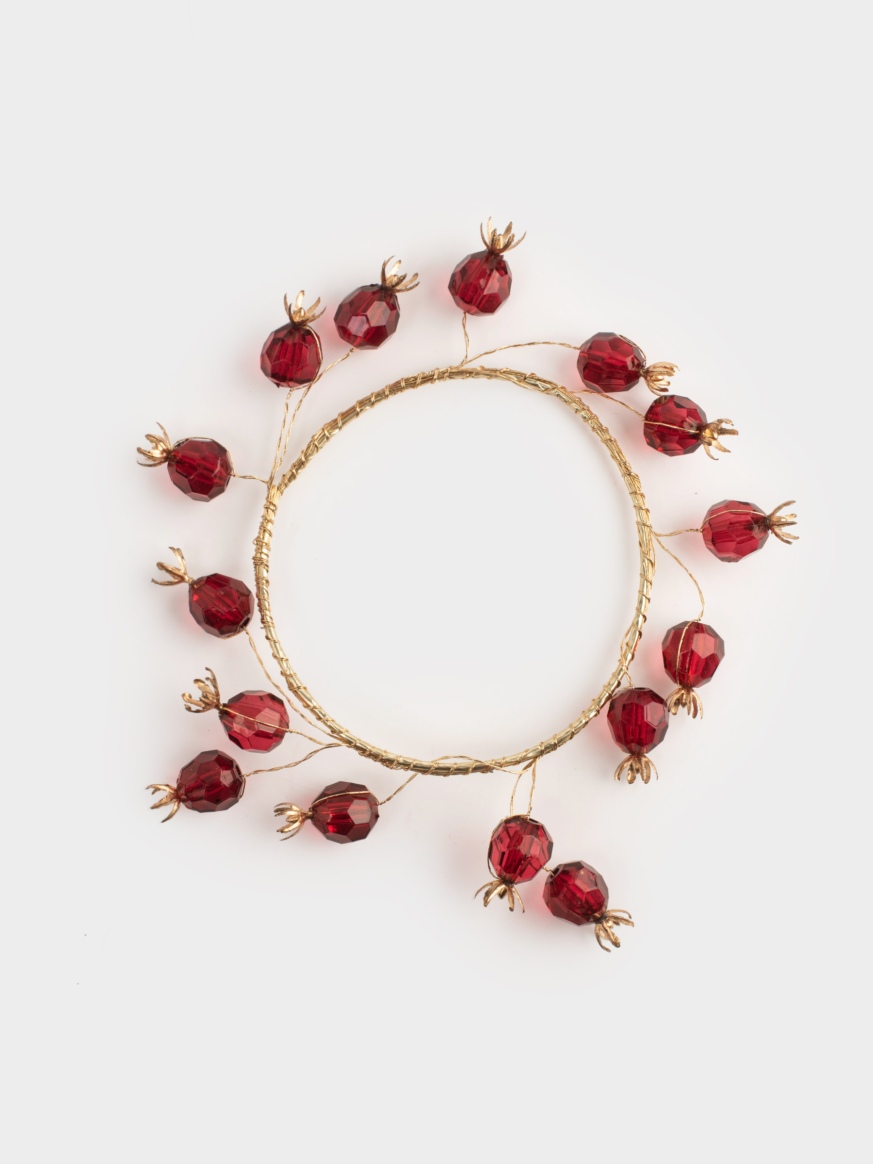Венок для свечи, 10/18 см, металл/пластик, Красные гранаты, Garnet decor, image-1