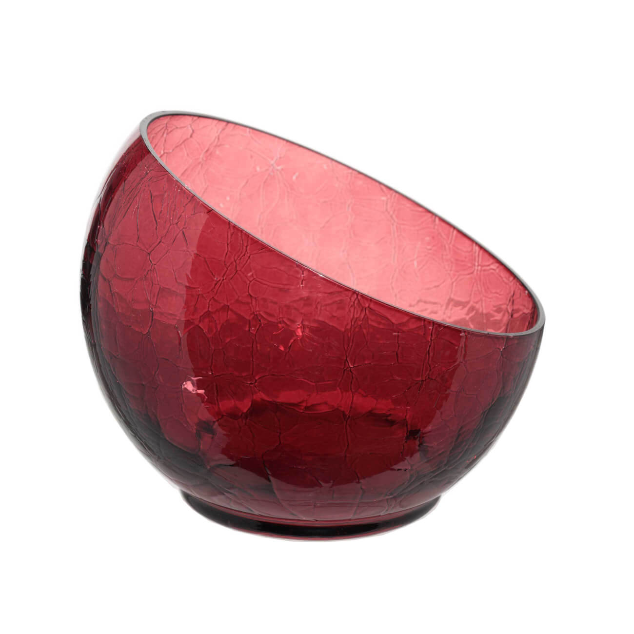Конфетница, 12x15 см, стекло, бордовая, Кракелюр, Ice color изображение № 1