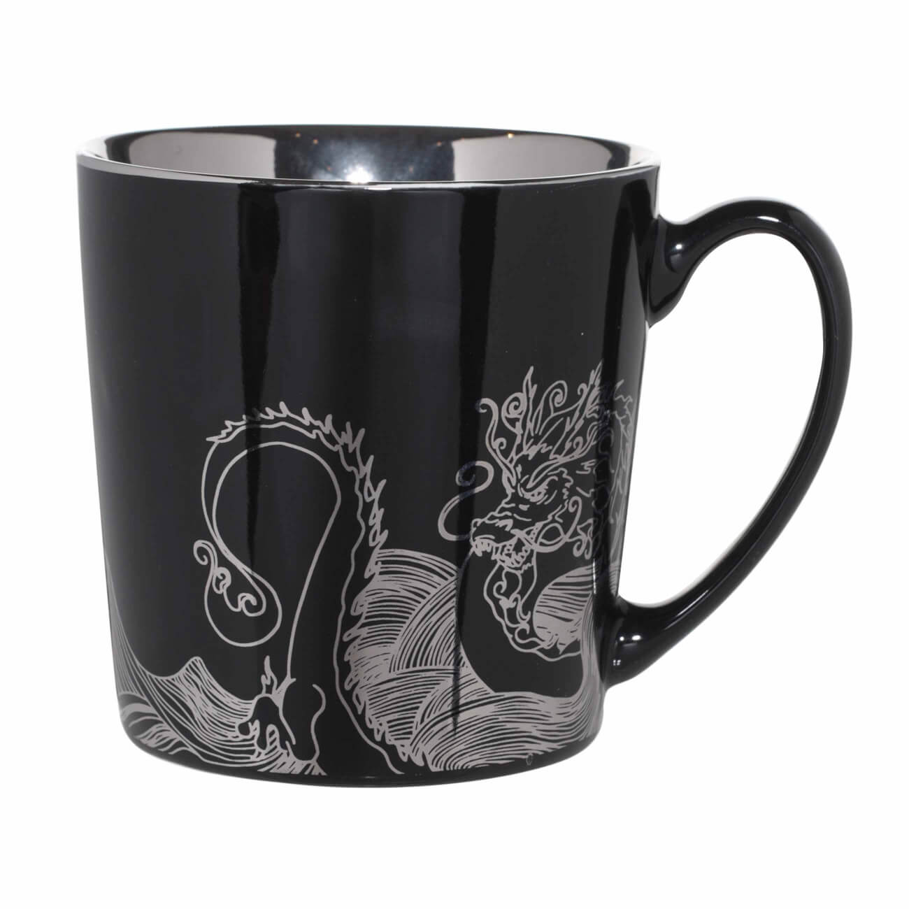 Кружка, 500 мл, фарфор N, черно-серебристая, Дракон, Dragon dayron изображение № 1