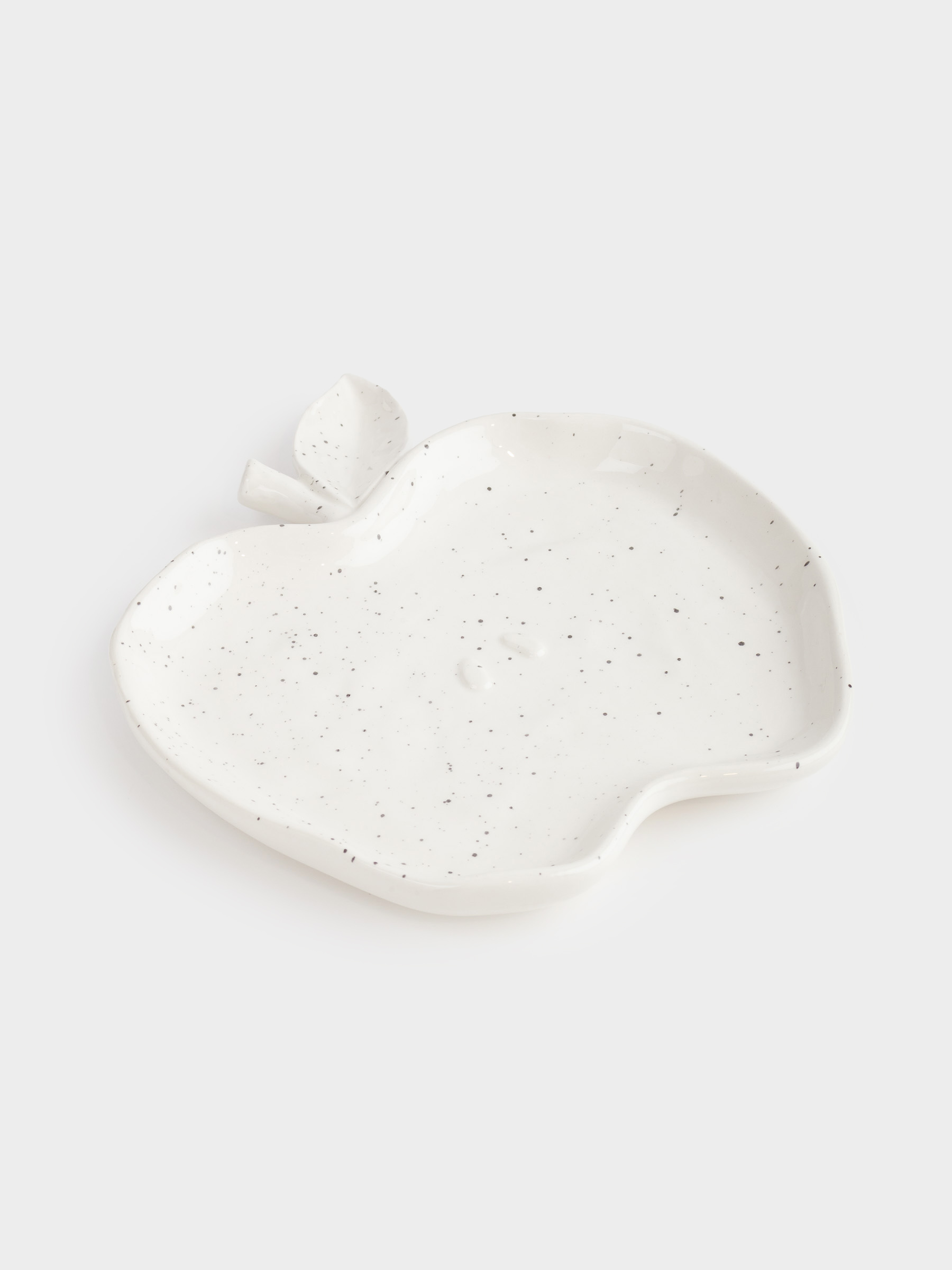Блюдо, 19х17 см, керамика, молочное, в крапинку, Яблоко, Relief, image-0