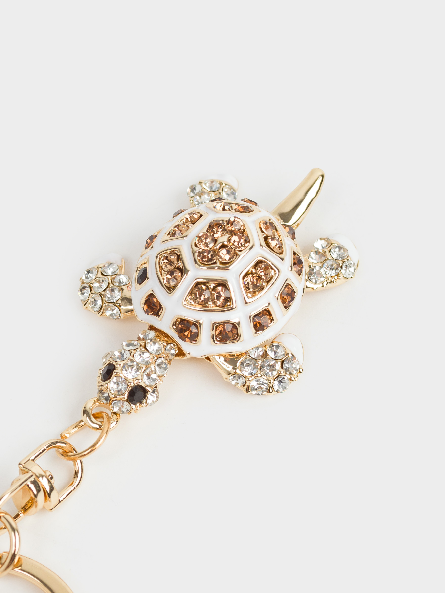 Брелок, 12 см, металл/стразы, золотистый, Черепаха, Keychain crystal, image-3