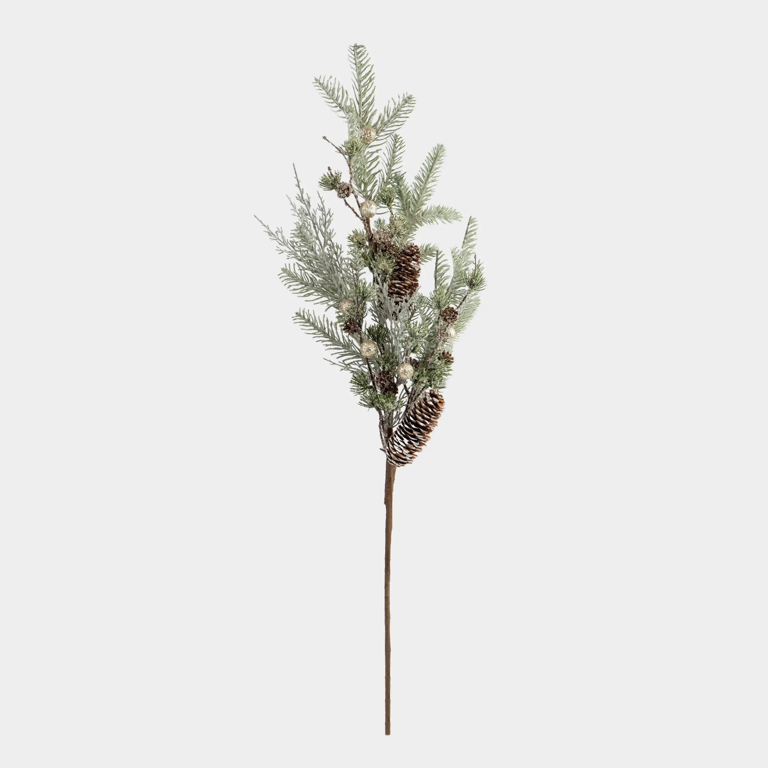 Ветка декоративная, 83 см, пластик/полиэстер, Ягоды шампань и шишки, Conifer champagne