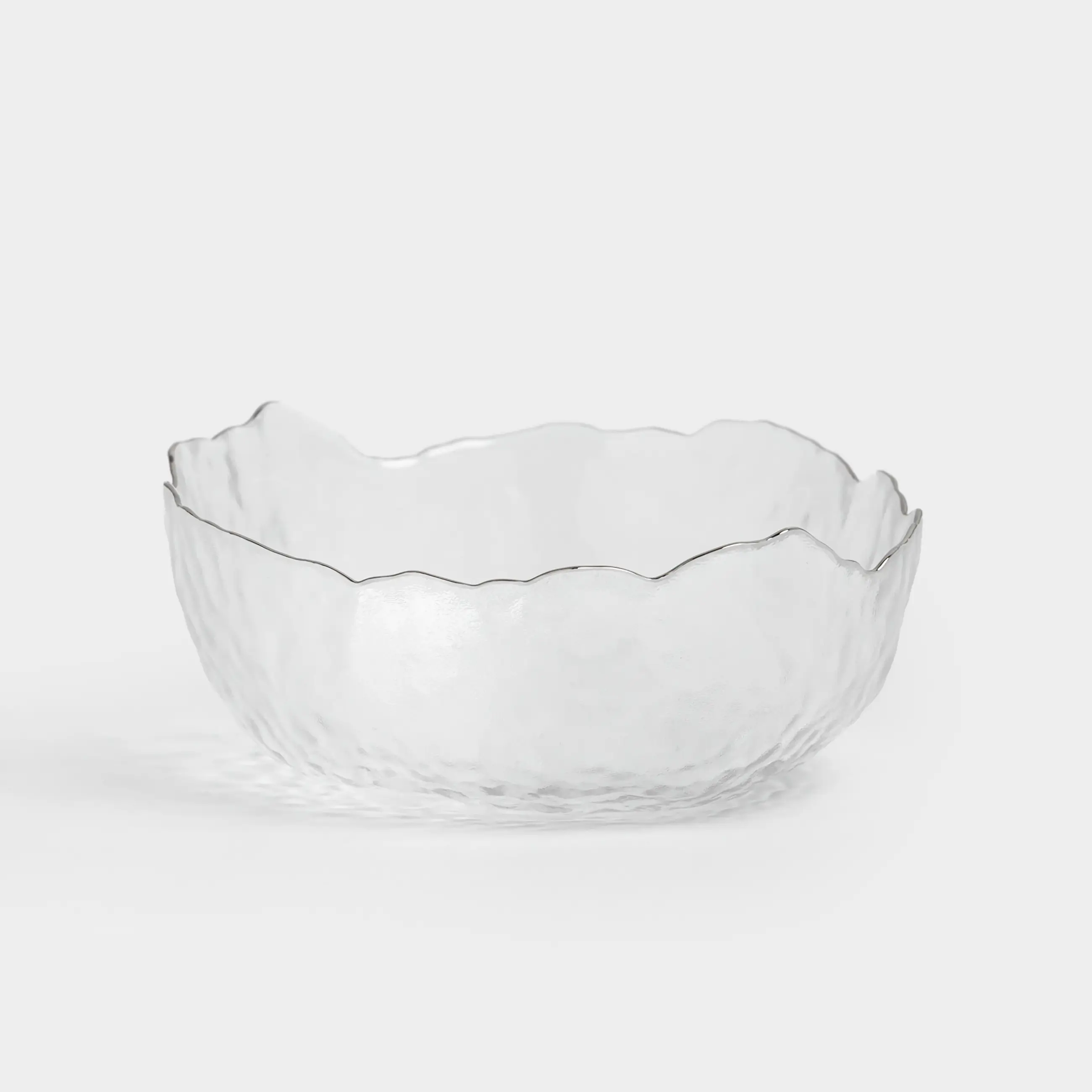 Салатник, 20х9 см, 1,1 л, стекло, с серебристым кантом, Nautilus silver