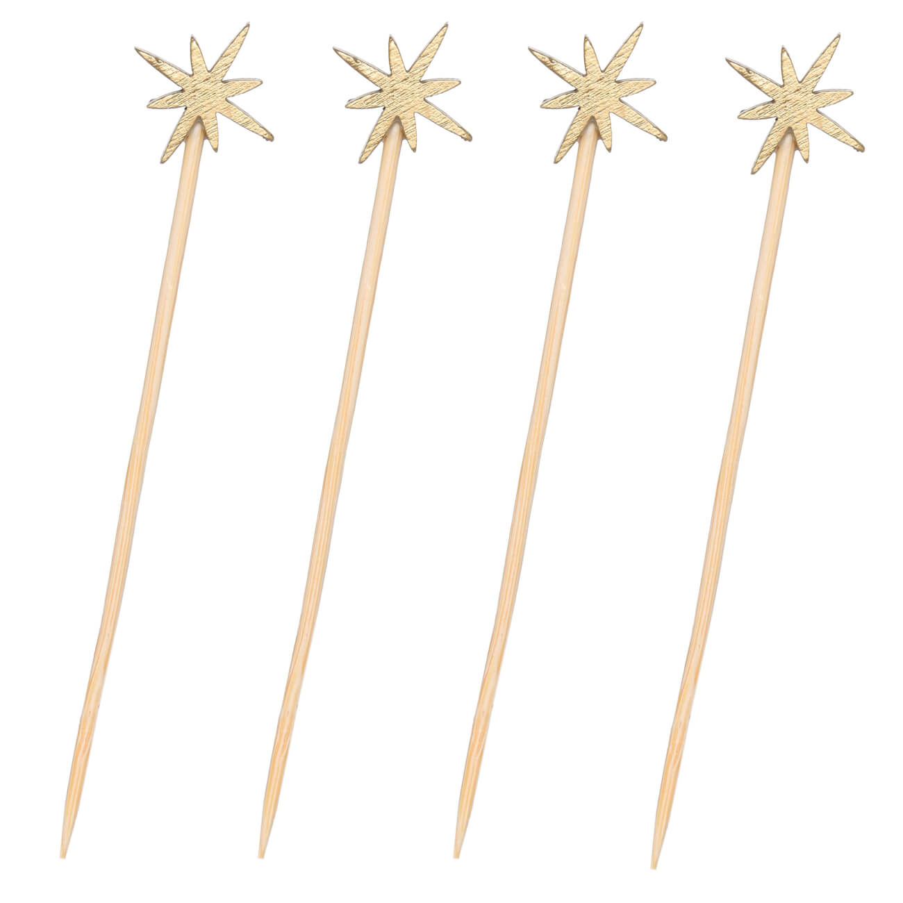 Шпажка для канапе, 9 см, 20 шт, бамбук, золотистая, Звезда, Elegant details изображение № 1