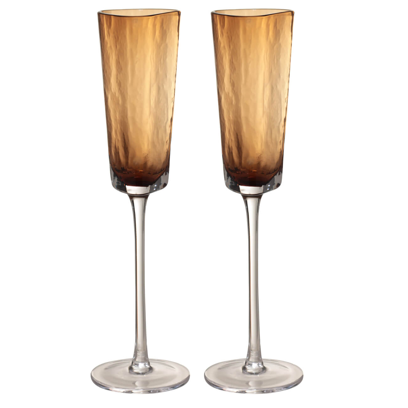 Бокал для шампанского, 130 мл, 2 шт, стекло, янтарный, Triangle color - фото 1