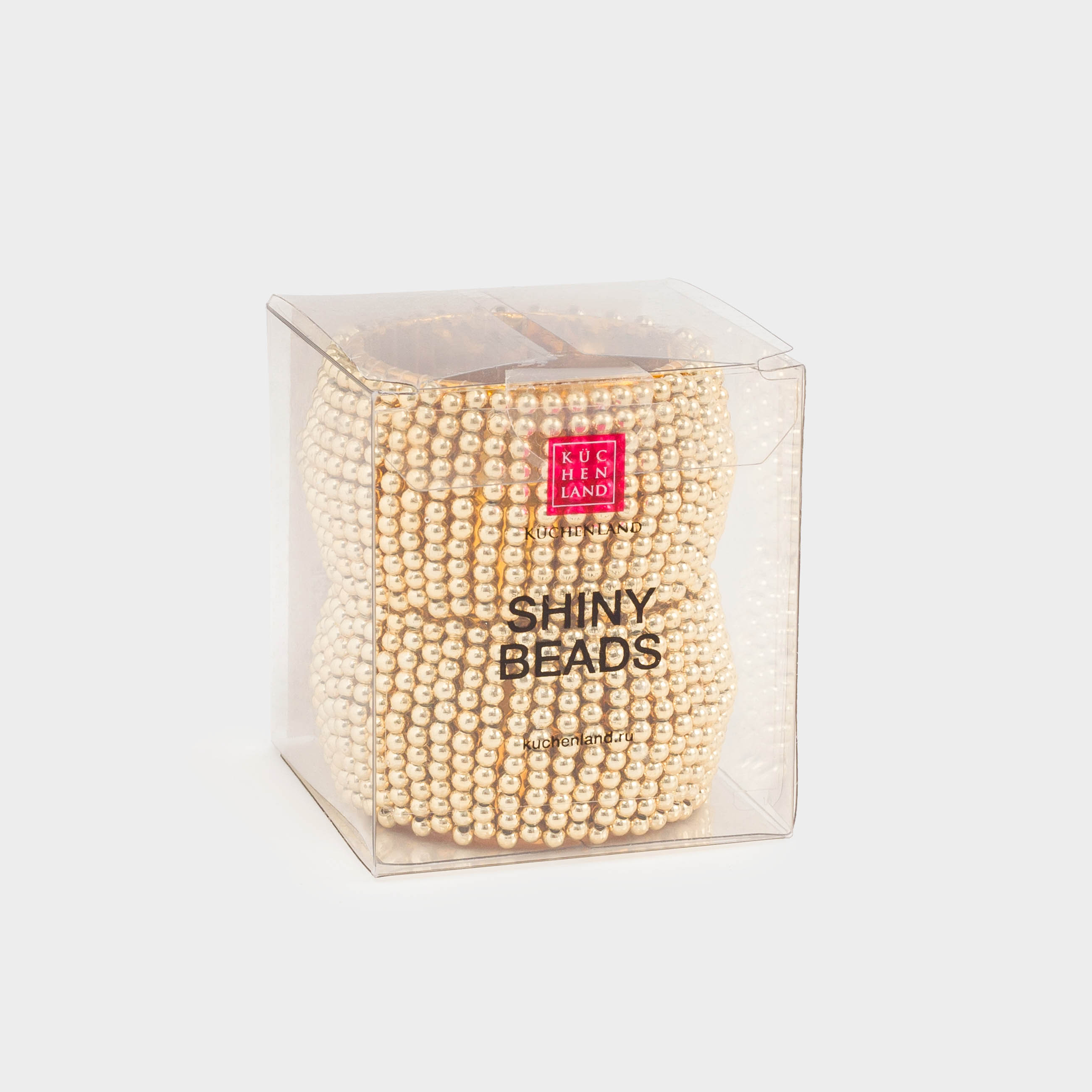 Кольцо для салфеток, 5 см, 2 шт, бисер, круглое, золотистое, Shiny beads, image-3